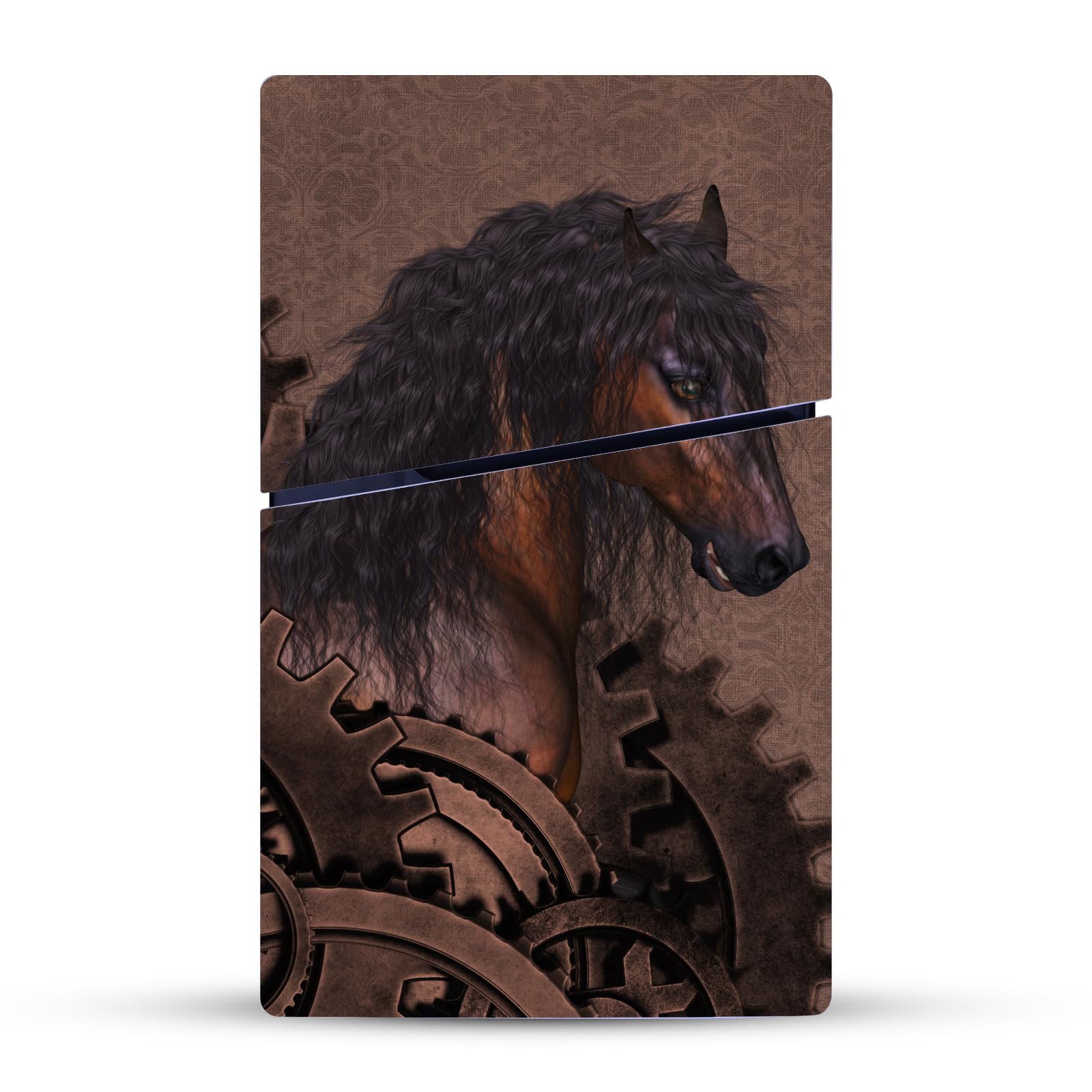 Official Simone Gatterwe Mechanical Gear Steampunk Horse Vinyl Sticker for Sony PlayStation 5 PS5 Slim/PRO Disc Edition Console - Gaming Skin Decal for Customization & Protection | Perfect for Gamers & Collectors