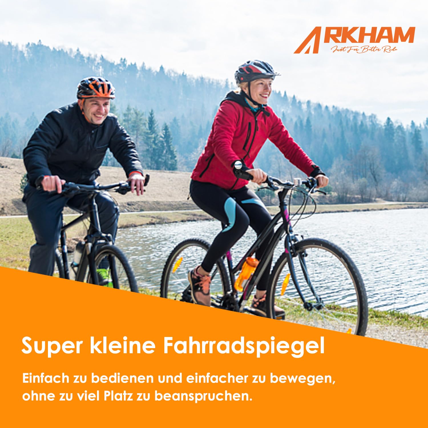 Arkham Bicycle Handlebar Mirror - Foldable 360° Rotating Rear View Mirror with Rubber Mount for Mountain & Road Bikes (Pair) - Perfect for Commuting & Trail Riding Safety