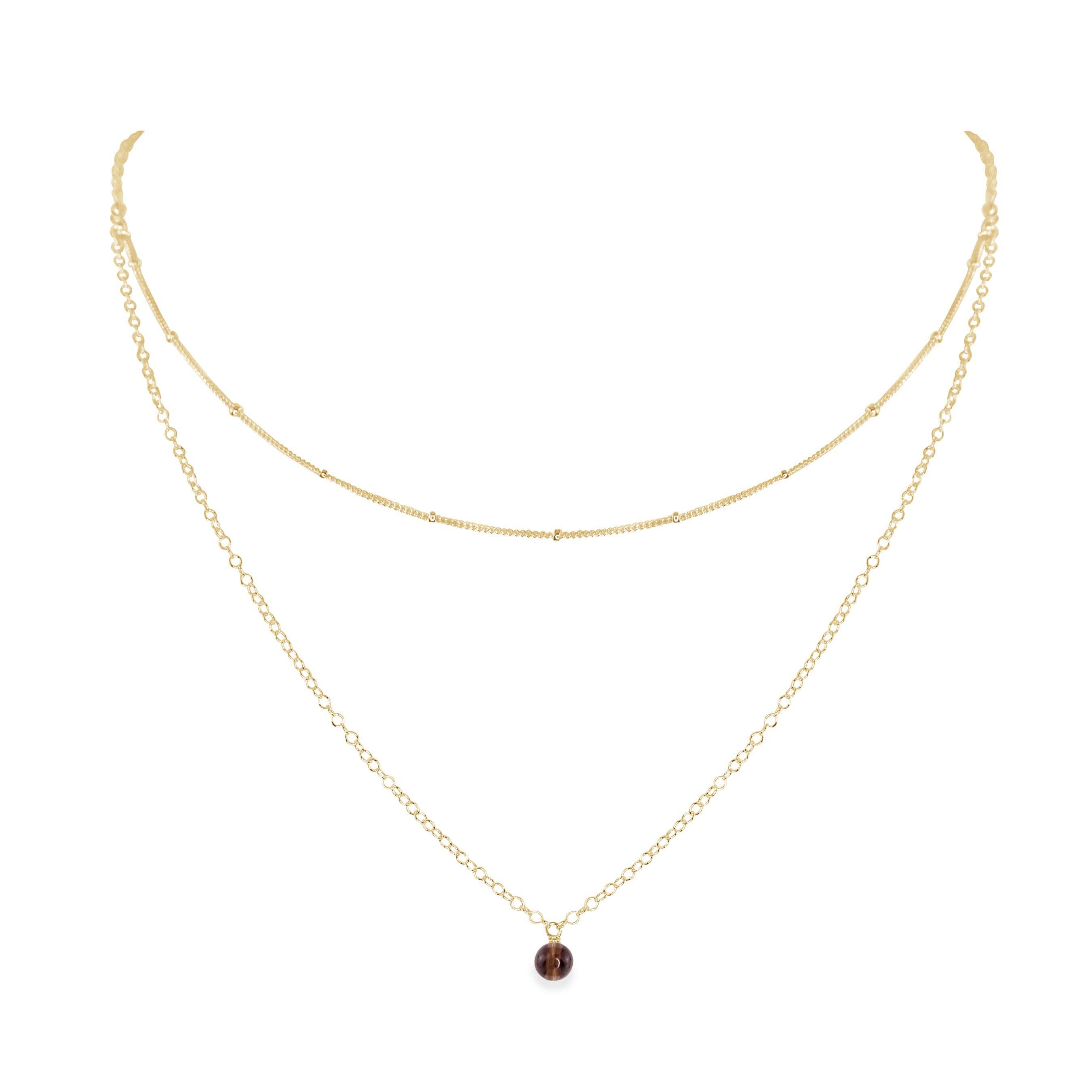 Elegant Smoky Quartz Gemstone Layered Choker Necklace for Women | Healing Crystal Jewelry | Perfect for Boho Style, Meditation & Gift Giving