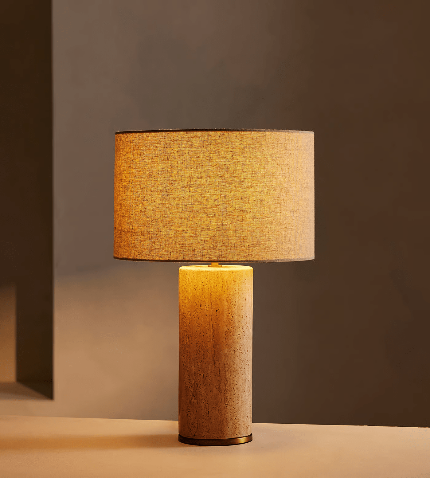 Aria Stone Table Lamp - Modern Decorative Bedside Lighting for Bedroom, Living Room & Office - Dimmable LED Nightstand Lamp with Natural Stone Base