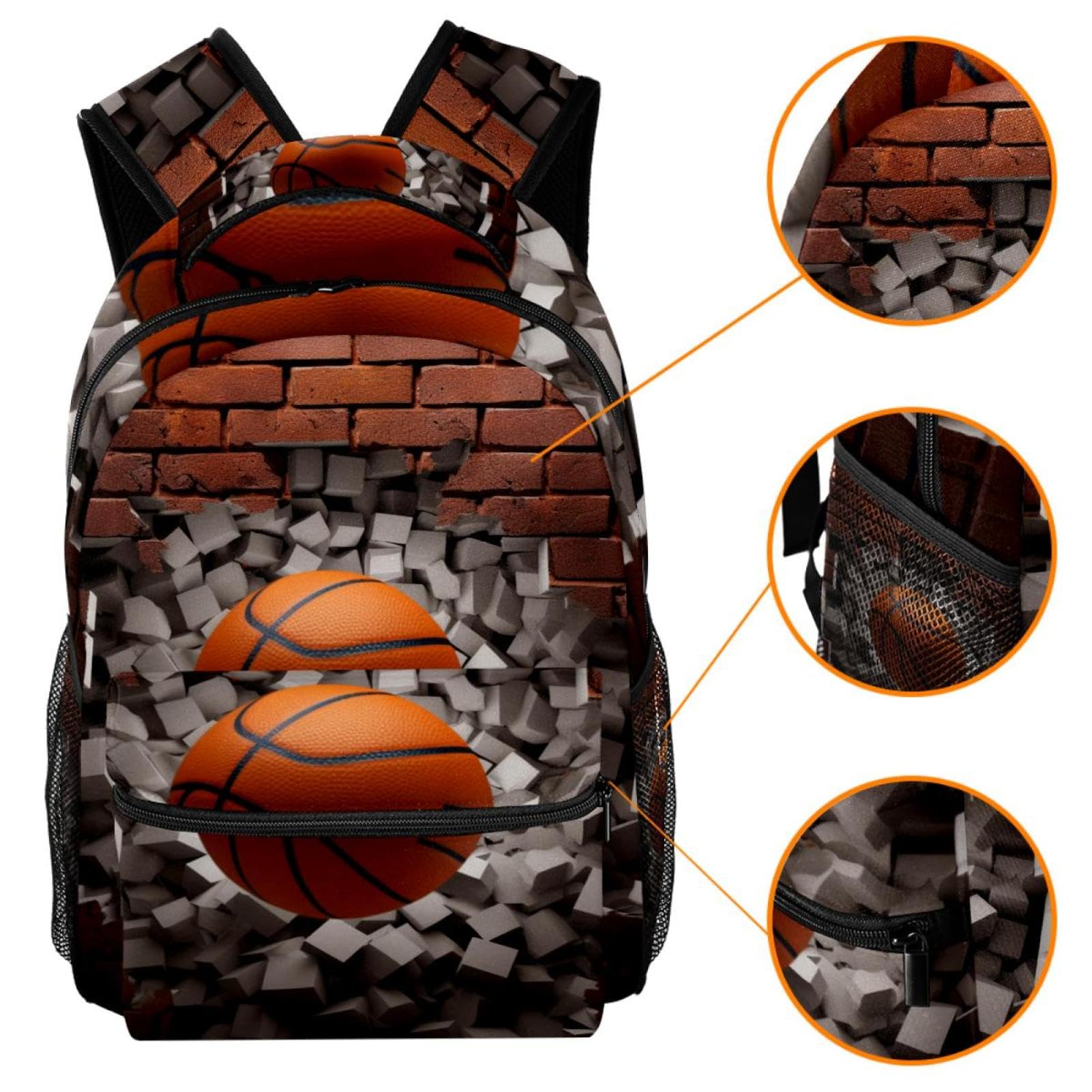 Men's & Women's Travel Backpack - Lightweight Durable Carry-On Backpack for Hiking, Gym & Daily Use | Basketball Wall Art Abstract Design