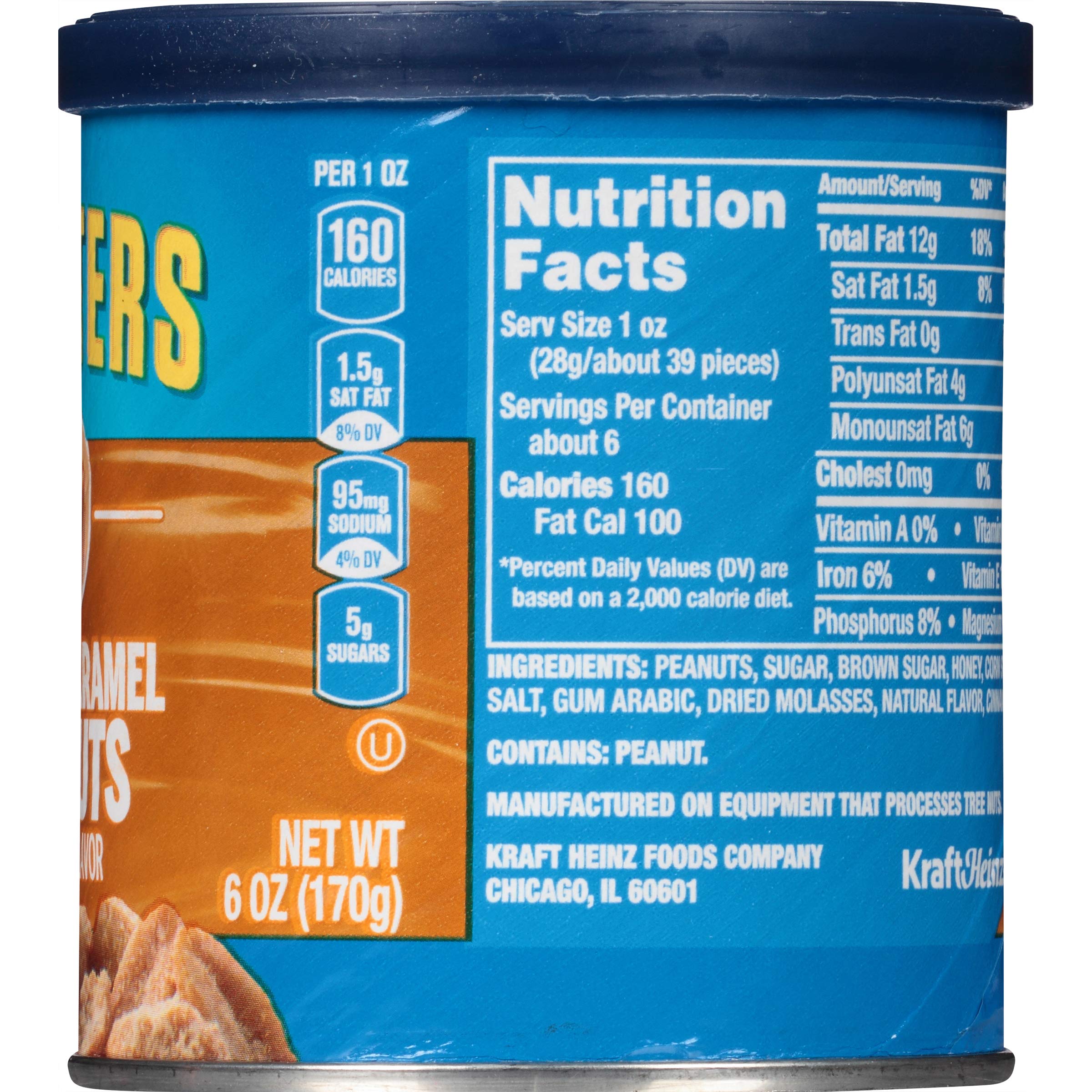 Salted Caramel Flavored Peanuts 6oz Jar - Crunchy Sweet & Salty Snack for Office, Movie Night & Road Trips - Planters Brand Peanuts