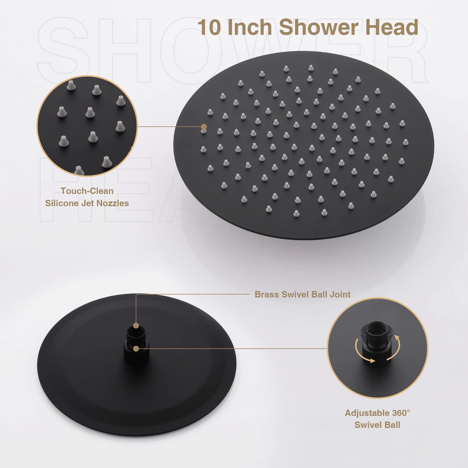 TRUSTMI 10 Inch Rainfall Shower System - Matte Black Brass Round Rain Shower Head with Handheld Shower Faucet Set (Includes Rough-In Valve) - Perfect for Modern Bathroom, Spa-Like Shower Experience & Luxury Home Renovation