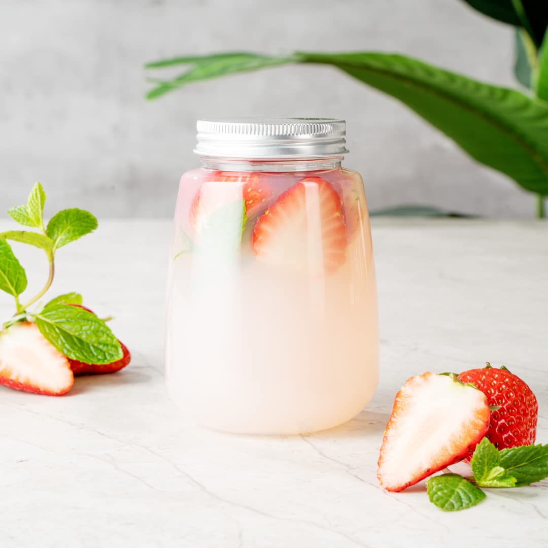 Restaurantware Bottle Tek 12oz Clear Plastic Juice Bottles (100-Pack) with Aluminum Lids - Disposable Empty Containers for Juicing, Tea, Smoothies & Cocktails | Perfect for Restaurants, Cafes & Home Use