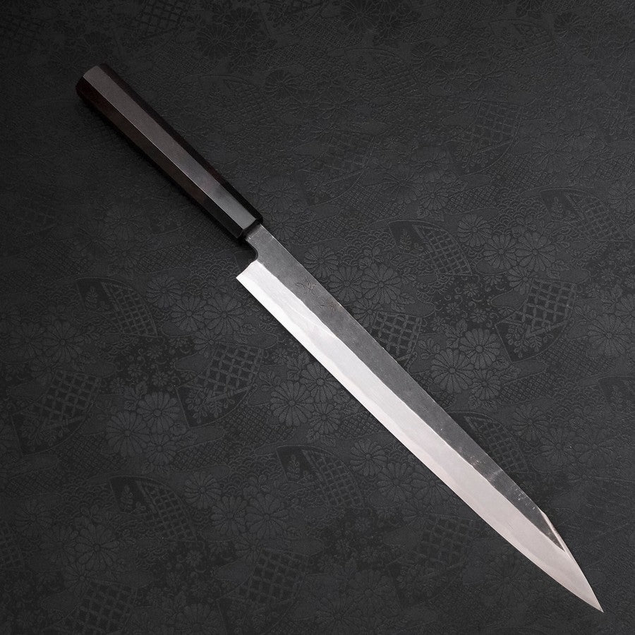 Premium Yanagi Kiritsuke Knife - Blue Steel #2 Kurouchi Finish with Buffalo Ebony Handle - 300mm Japanese Sushi & Sashimi Chef Knife - Perfect for Professional Chefs & Home Cooking Enthusiasts