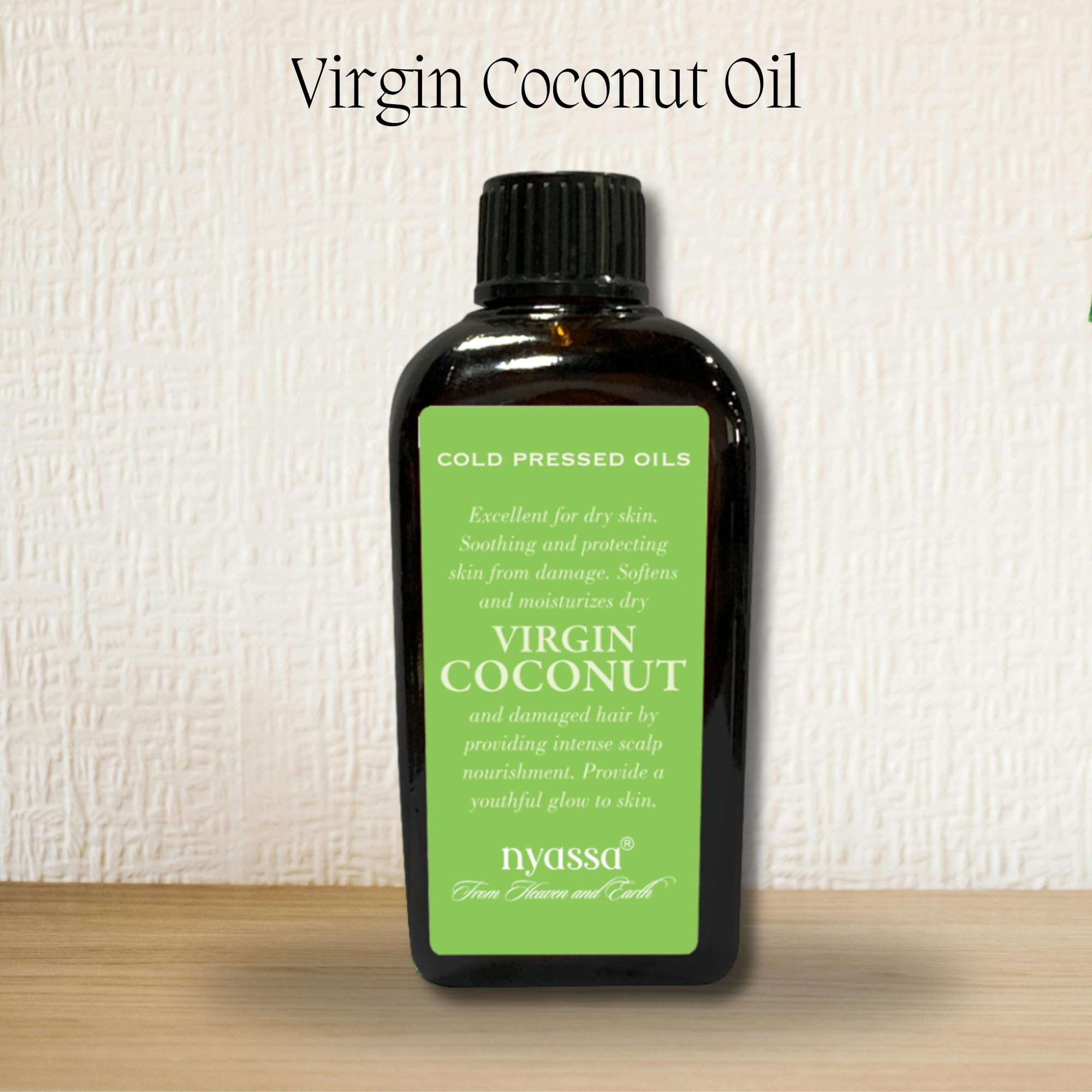 Nyassa Cold Pressed Virgin Coconut Oil 100ml - 100% Pure Natural Undiluted Coconut Oil for Skin & Hair - Rich in Vitamin E, Hydrating Moisturizer - Paraben Free, Silicone Free, Cruelty Free - Perfect for Cooking, Hair Care & Skin Hydration