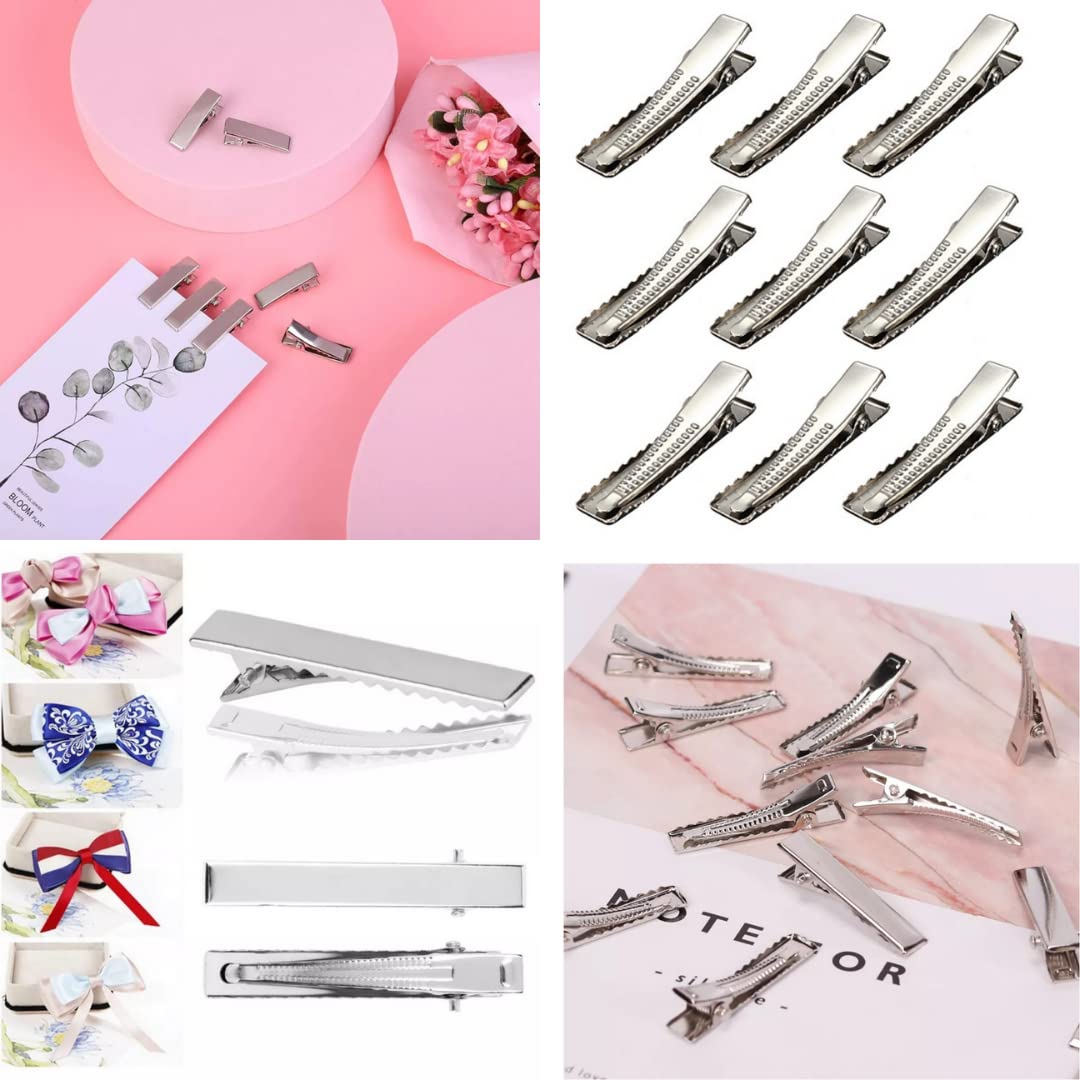 RAWAT® 50pc Silver Metal Hair Clips | Alligator Pins for DIY Hair Accessories (5.5cm) | Perfect for Hair Styling, Braiding, and Updos