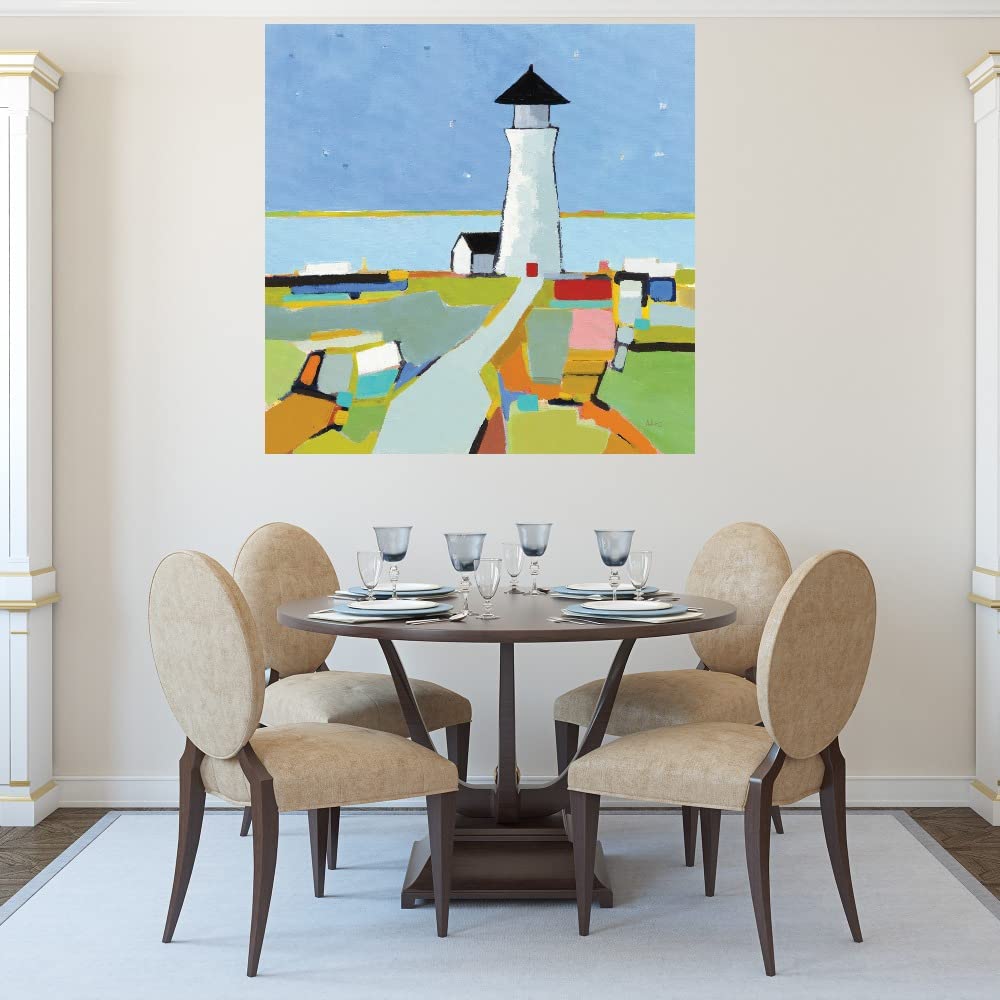 To the Lighthouse Fine Art Canvas Print by Phyllis Adams - 22x22 Inch Ready to Hang Wall Decor for Living Room, Bedroom, Bathroom, Kitchen, Office & More - Perfect for Coastal, Nautical or Literary Inspired Home Decor