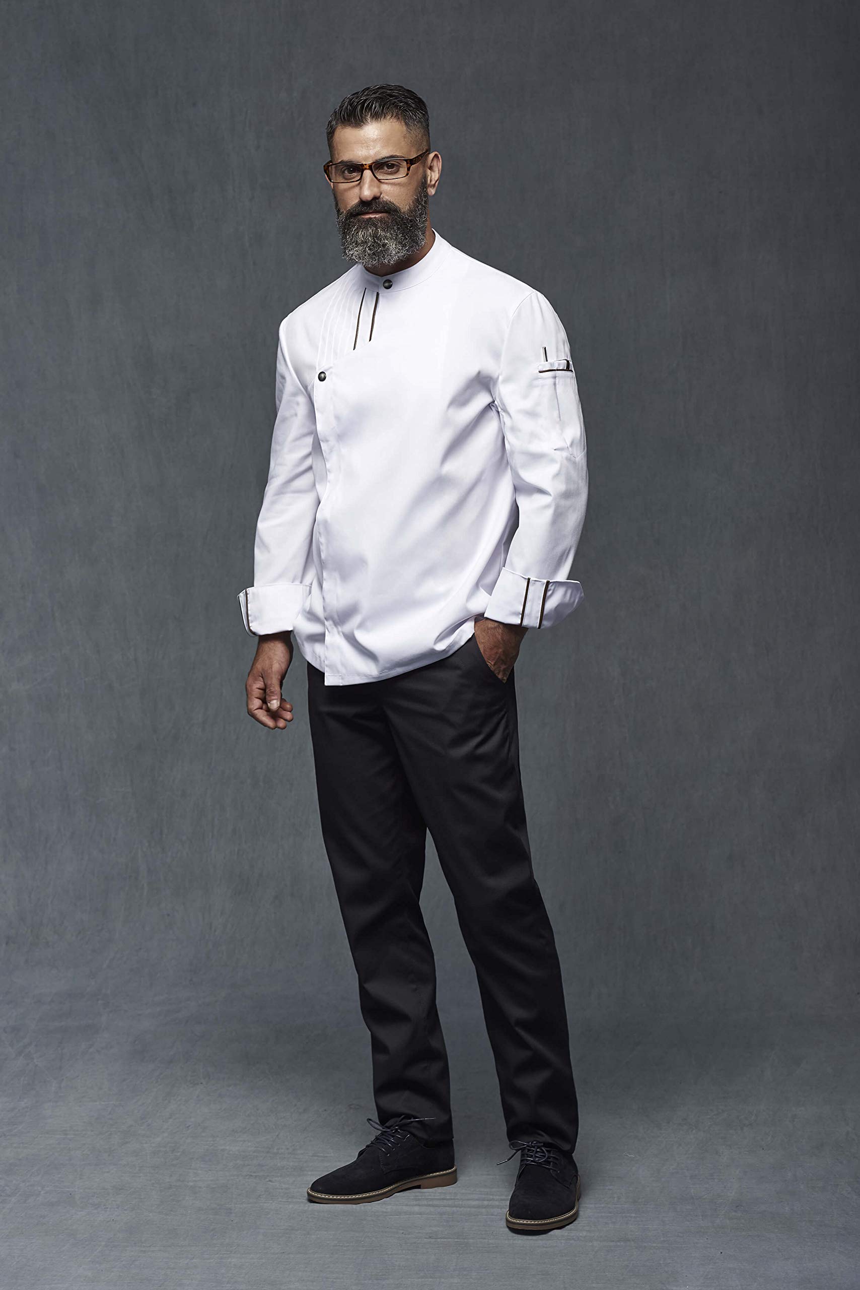 Men's Long Sleeve Chef Jacket with Snap Buttons - Professional Kitchen & Hospitality Uniform (Ref: 4131) - Perfect for Restaurants, Catering & Culinary Schools