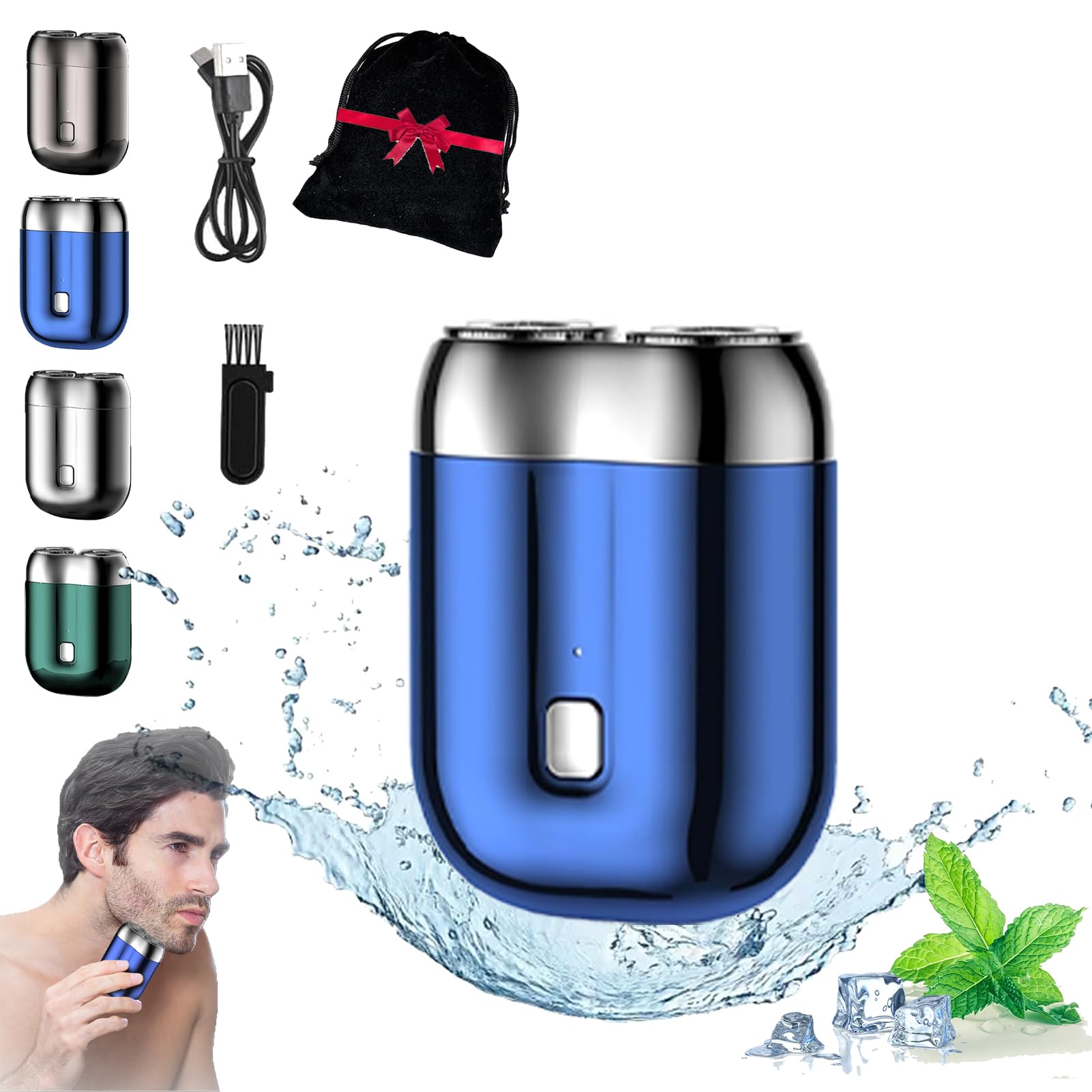 New Model Mini Dual-Head Electric Shaver for Men - Rechargeable, Waterproof, Compact Travel Razor with Double Heads - Perfect for Home, Travel & Gym Use (Blue)