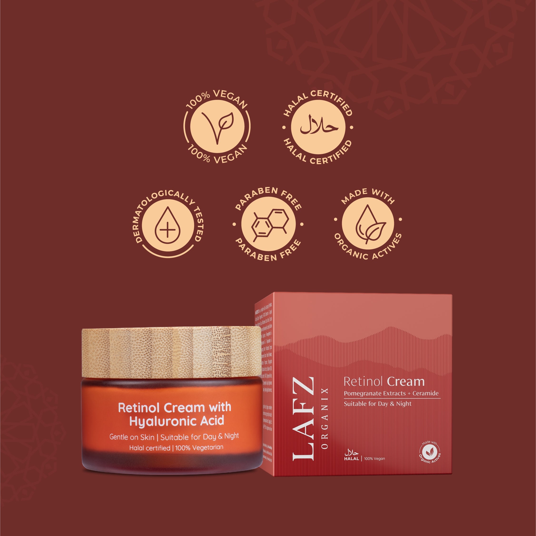 Lafz Organix Retinol Cream 50g - Anti-Aging Face Moisturizer for Wrinkles & Fine Lines - Night Cream for Dry & Sensitive Skin - Perfect for Daily Skincare Routine & Nighttime Hydration