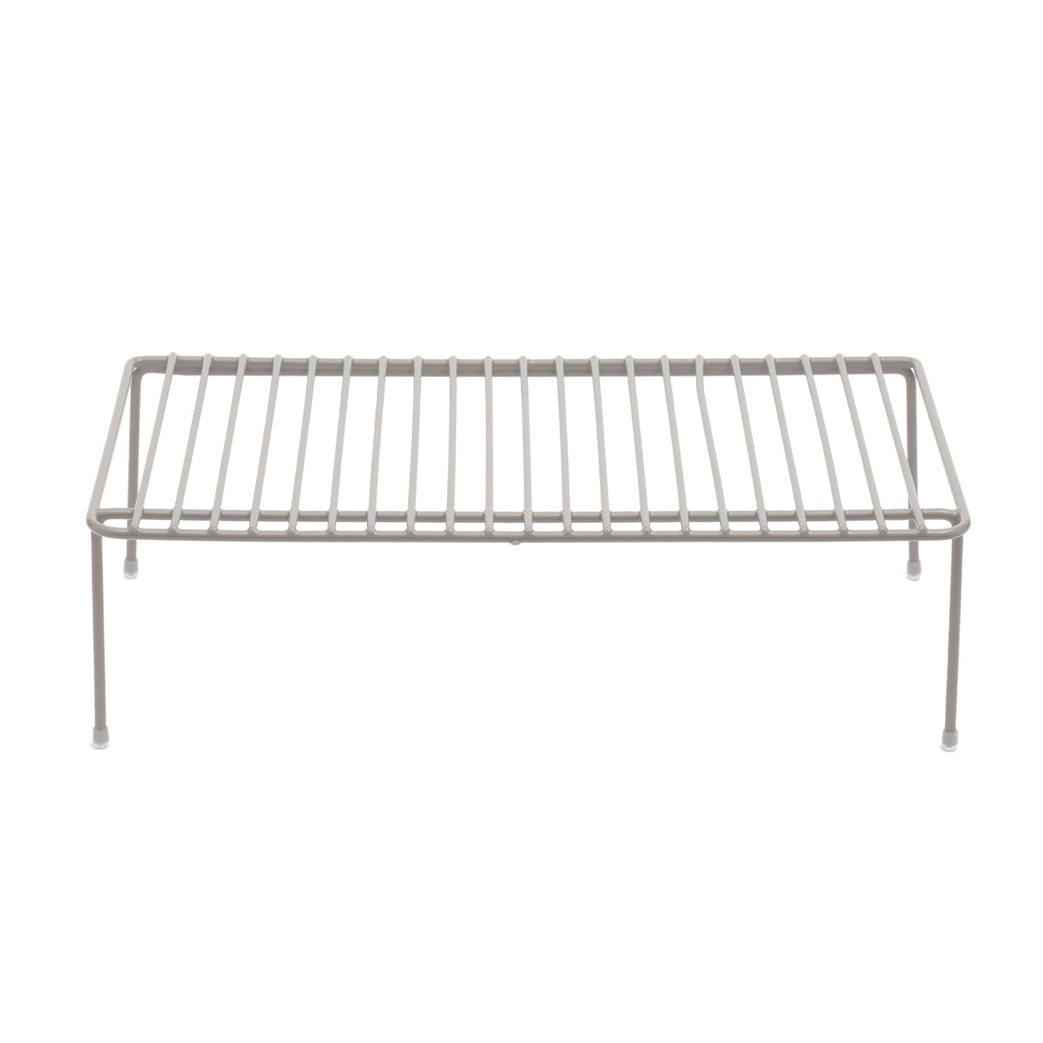 Heavy Duty Vinyl Coated Steel Kitchen Cabinet Organizer - Smart Corner Storage Shelf & Raised Counter Rack - Medium Size Silver | Perfect for Small Kitchen Organization & Pantry Storage