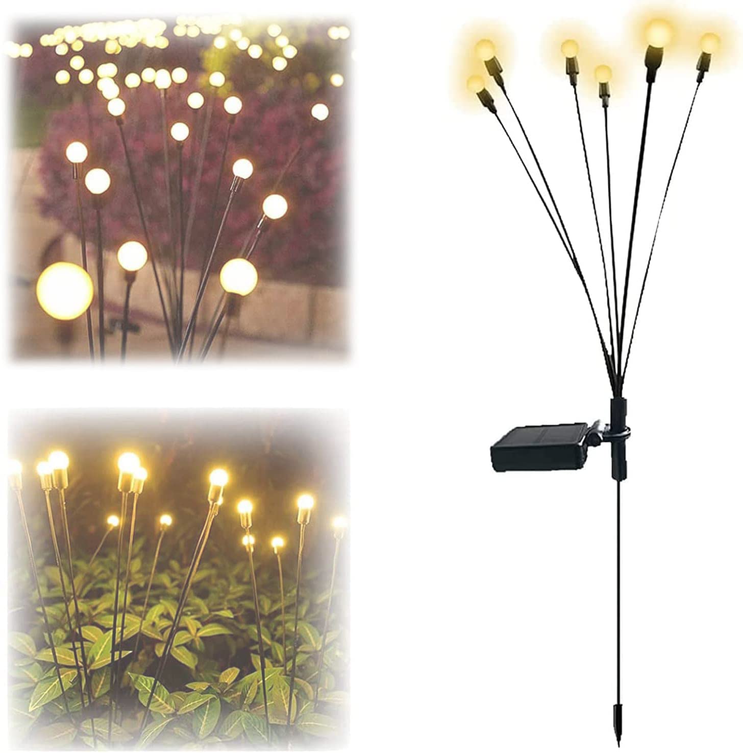 Solar Powered Firefly Lights Outdoor - Waterproof Solar Garden Lights (3 Pack, Warm White) for Patio, Yard, Pathway & Landscape Decoration