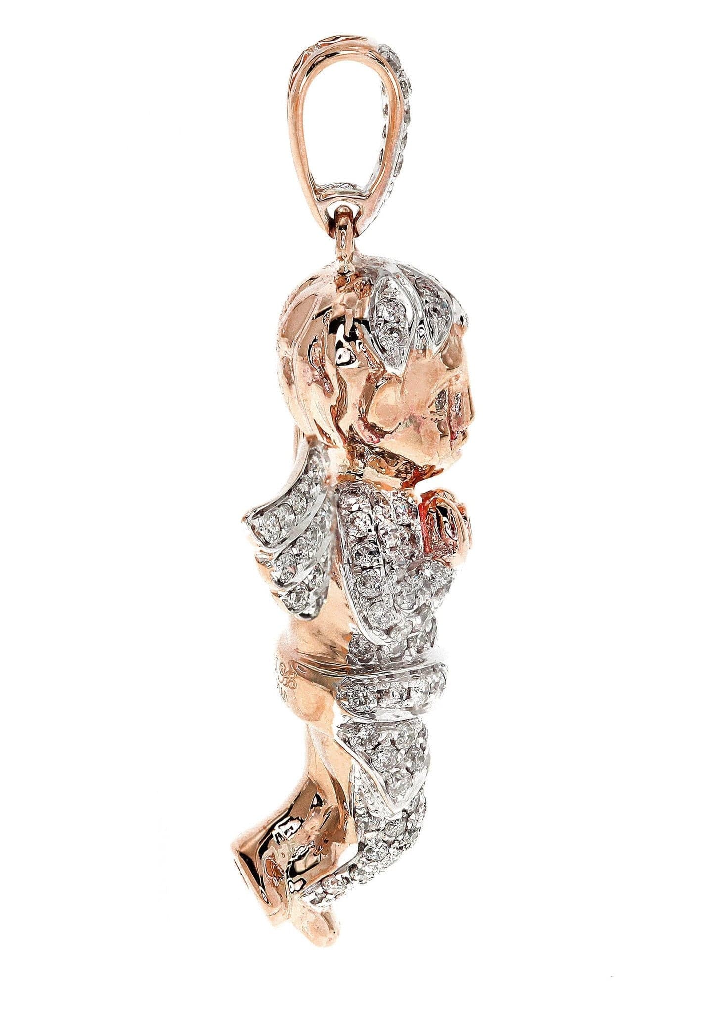 Diamond Angel Pendant Necklace - 10.5 Grams Solid Gold, 1.58 Carats Genuine Diamonds - Perfect for Christmas Gifts, Anniversary Presents & Special Occasions
