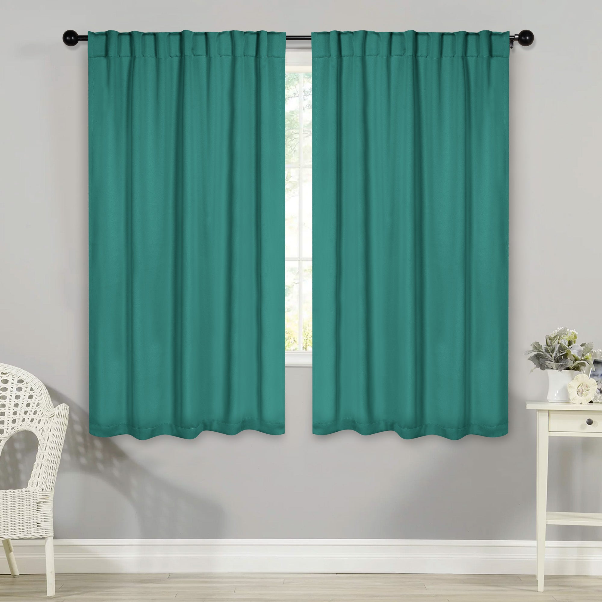 Premium Blackout Curtains for Bedroom - Solid Room Darkening Window Drapes with Back Tabs (Set of 2 Panels) - Perfect for Home Theater, Nursery & Light Sleepers
