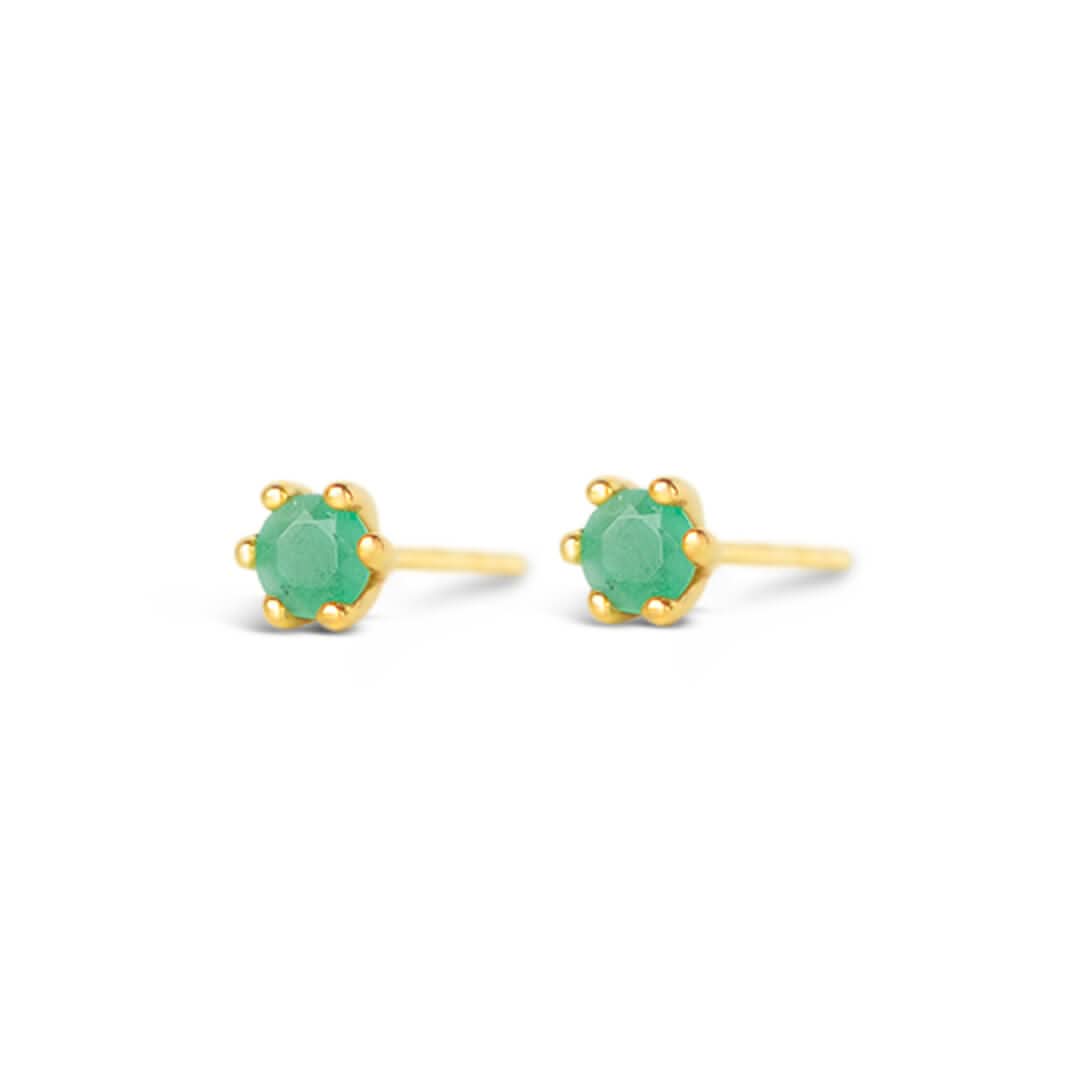 Emerald Mini Stud Earrings in Gold - Elegant & Dainty Green Gemstone Jewelry for Women | Perfect for Everyday Wear, Gifts & Special Occasions