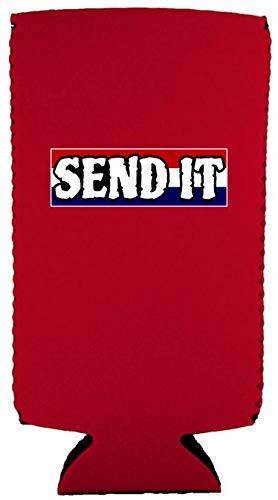 Send It Slim Can Coolie (Red, 2 Pack) - Insulated Beverage Sleeves for Beer, Soda & Energy Drinks - Perfect for BBQs, Parties & Outdoor Events