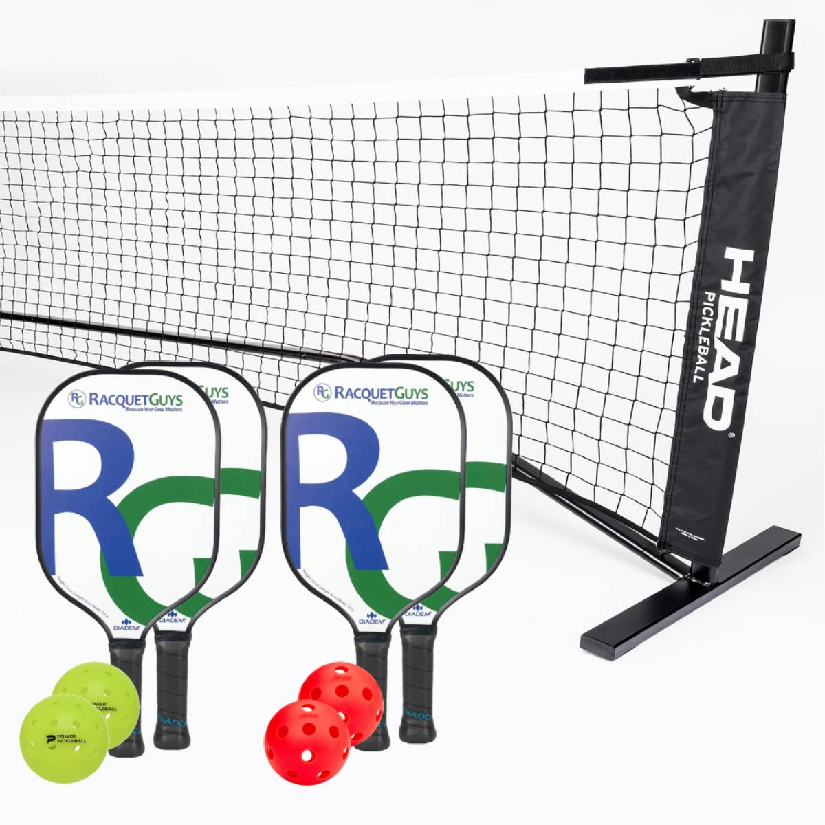 Diadem Riptide RG 4 Paddle & Net Pickleball Set - Premium Pickleball Equipment for Outdoor & Indoor Games, Tournaments, and Family Fun