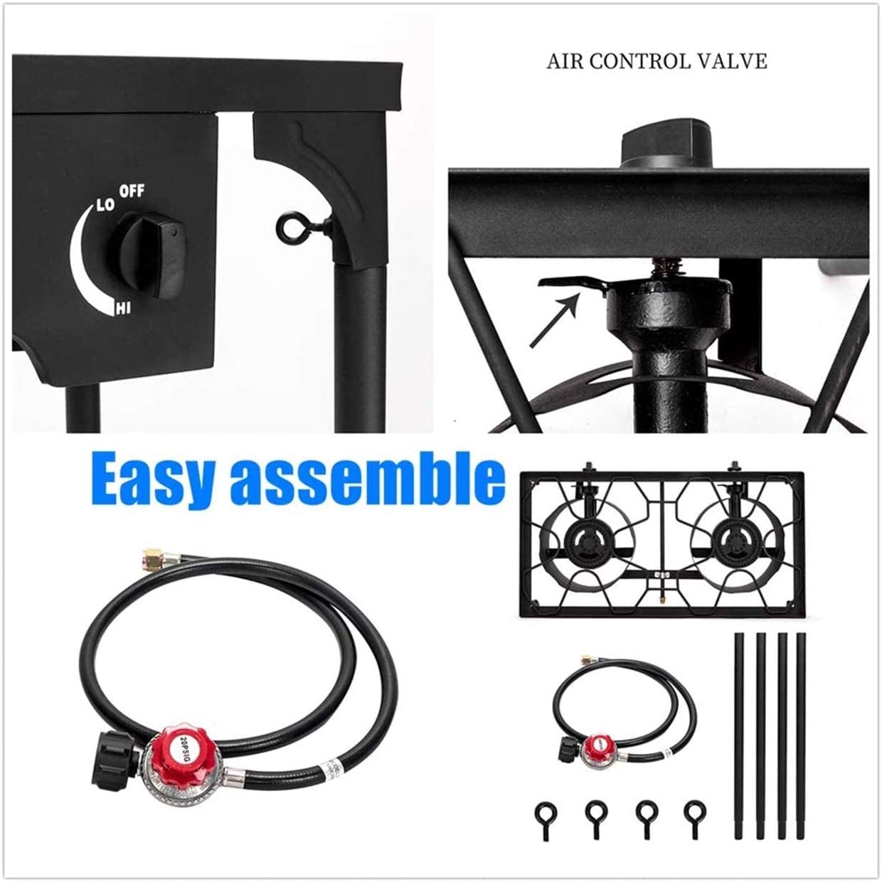 TYNAWYNW Upgraded Heavy-Duty Outdoor Camping Stove - Double Burner Propane Gas Cooker with Sturdy Metal Legs & Stand for Backpacking, Hiking, Picnics & RV Trips - High Pressure Portable Burner Ideal for Outdoor Cooking, BBQ & Emergency Preparedness
