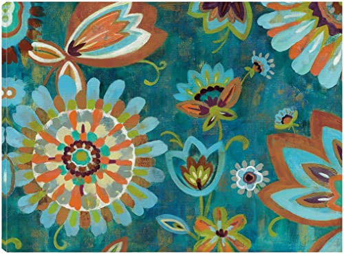 Decorative Peacock Floral Mustard and Eggplant