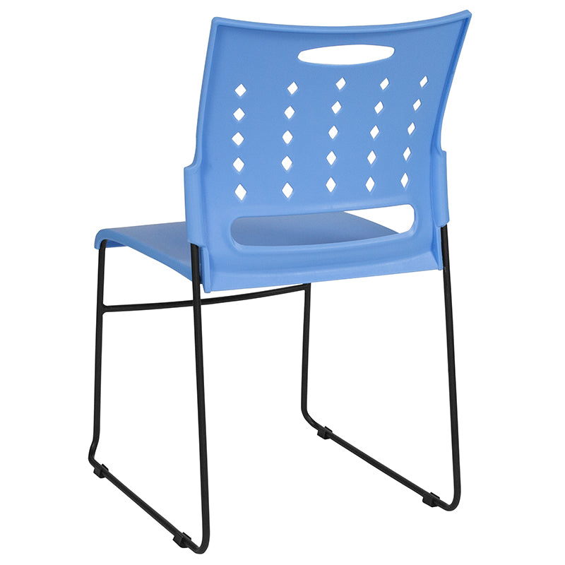 FLASH HERCULES Series 881 lb Capacity Black Sled Base Stackable Chair with Air Vent Back - Heavy Duty Folding Chairs for Events, Banquets, and Conference Rooms
