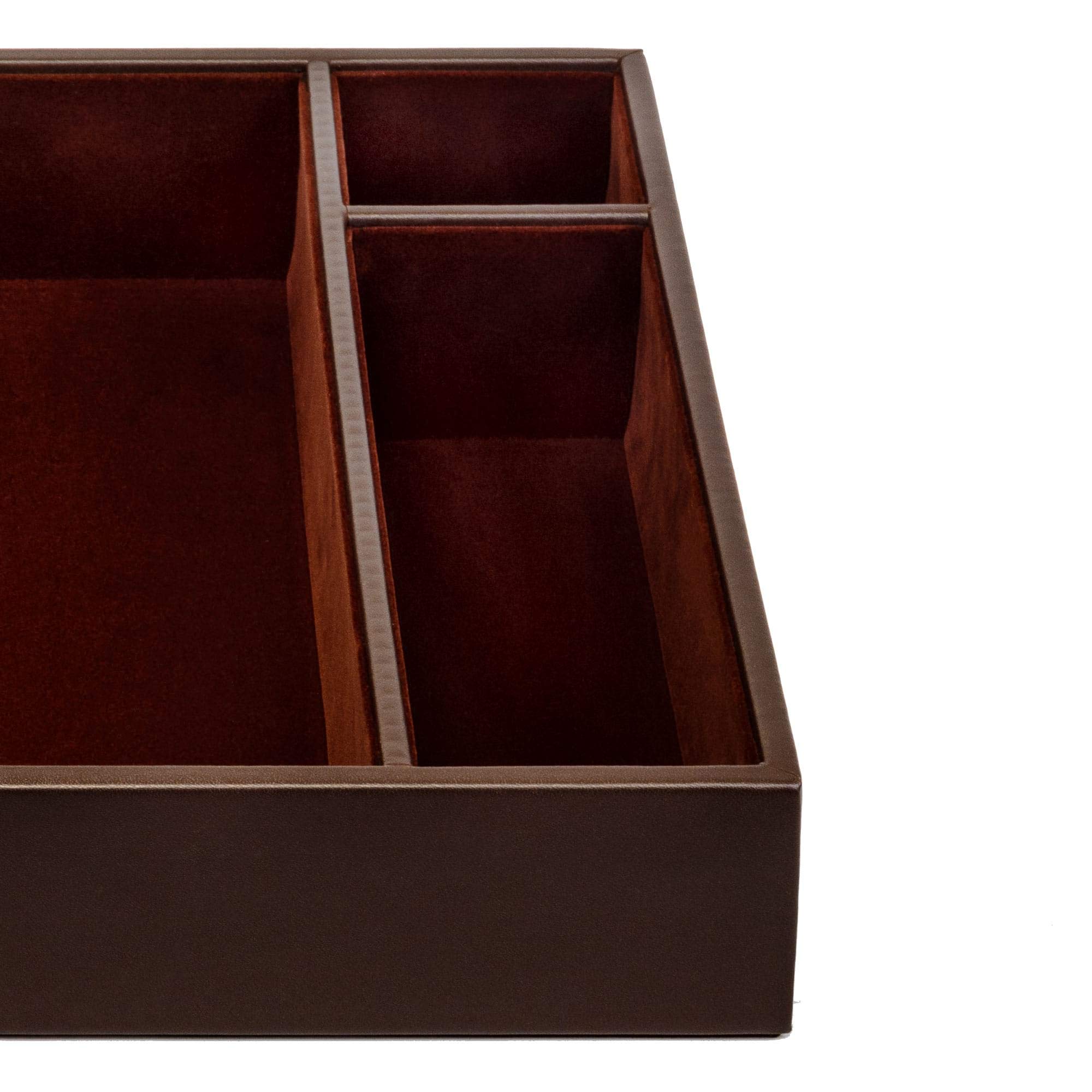 Premium Dacasso Chocolate Brown Leather Desk Organizer Tray (A3440) - Stylish Office Accessory for Conference Rooms, Desks & Home Offices