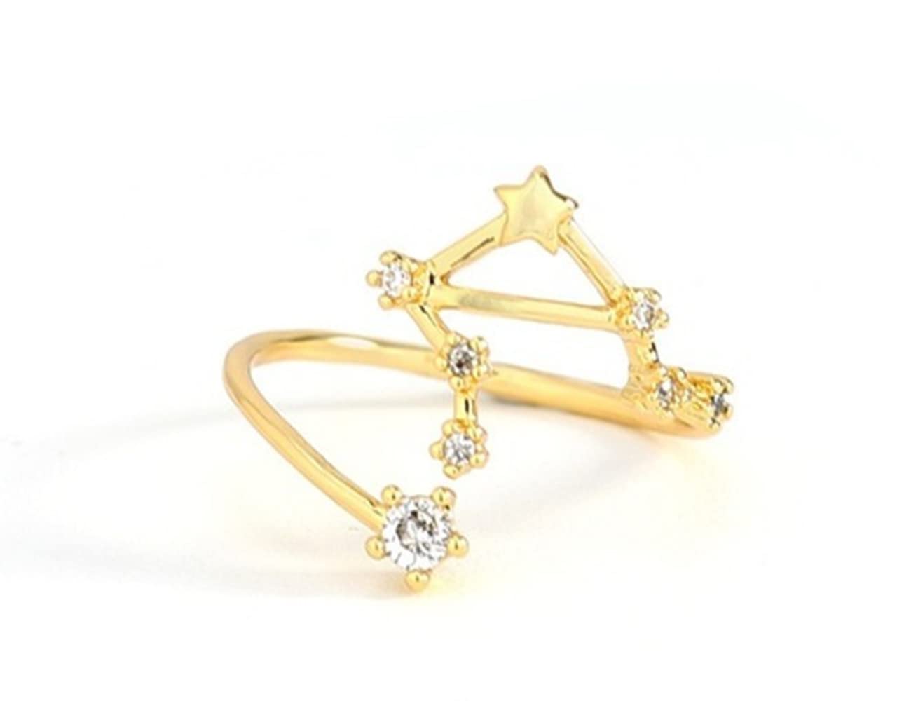 12K Gold Zodiac Constellation Rings for Women - Adjustable Horoscope Rings, Perfect Birthday Gift for Best Friend, Girlfriend & Party Favors | Ideal for Daily Wear, Special Occasions & Astrology Lovers