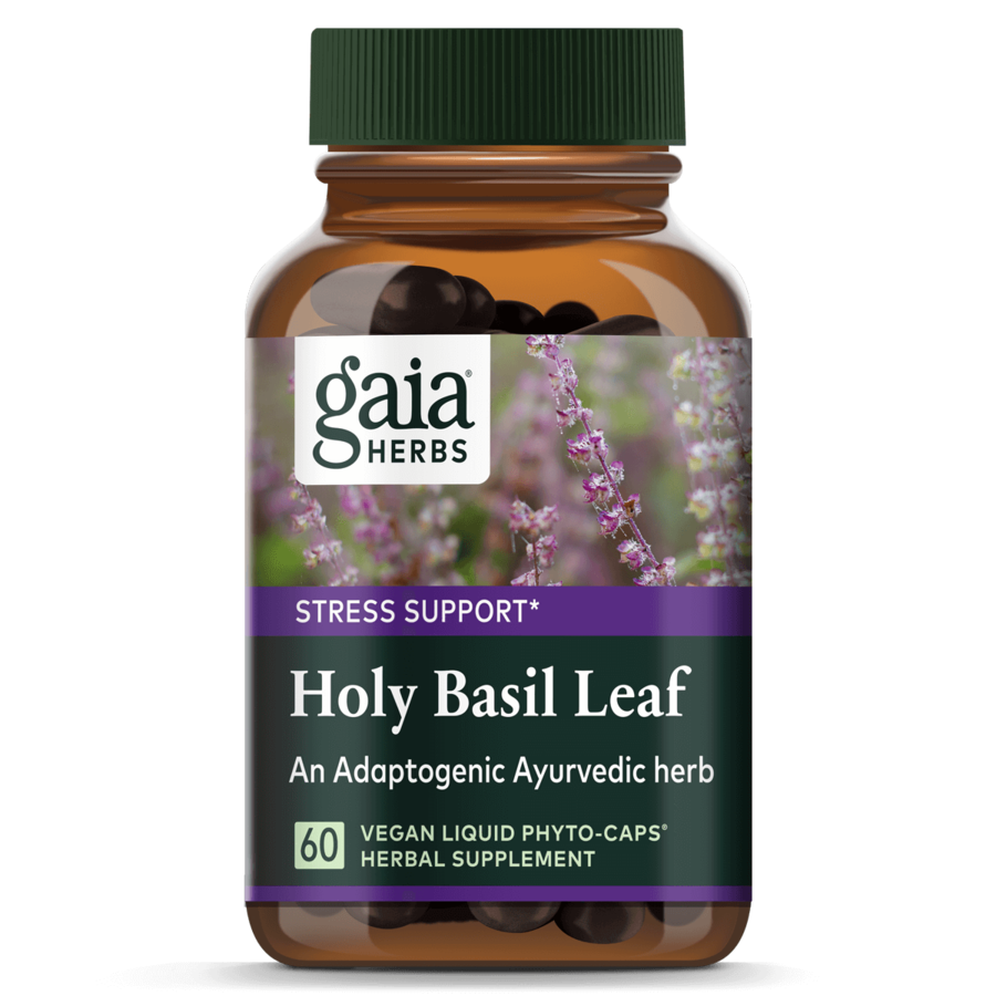 Gaia Herbs Holy Basil Liquid Phyto Capsules - 60 Count, Vegan & Vegetarian Supplement for Stress Relief & Immune Support - Perfect for Daily Wellness & Ayurvedic Rituals