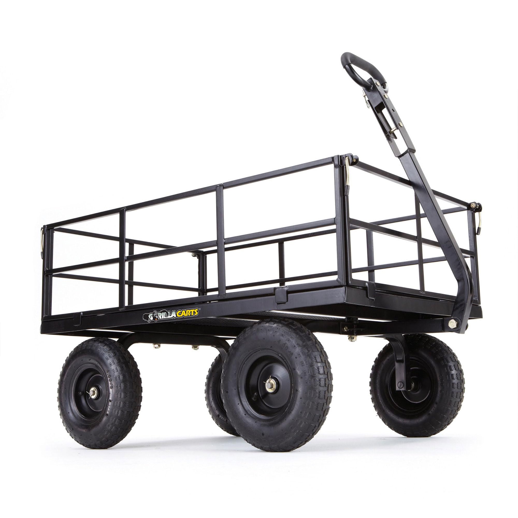 Heavy Duty Gorilla Carts Utility Wagon - 1200 LB Capacity All Terrain Garden Cart for Outdoor Work, Landscaping & Yard Hauling - Black