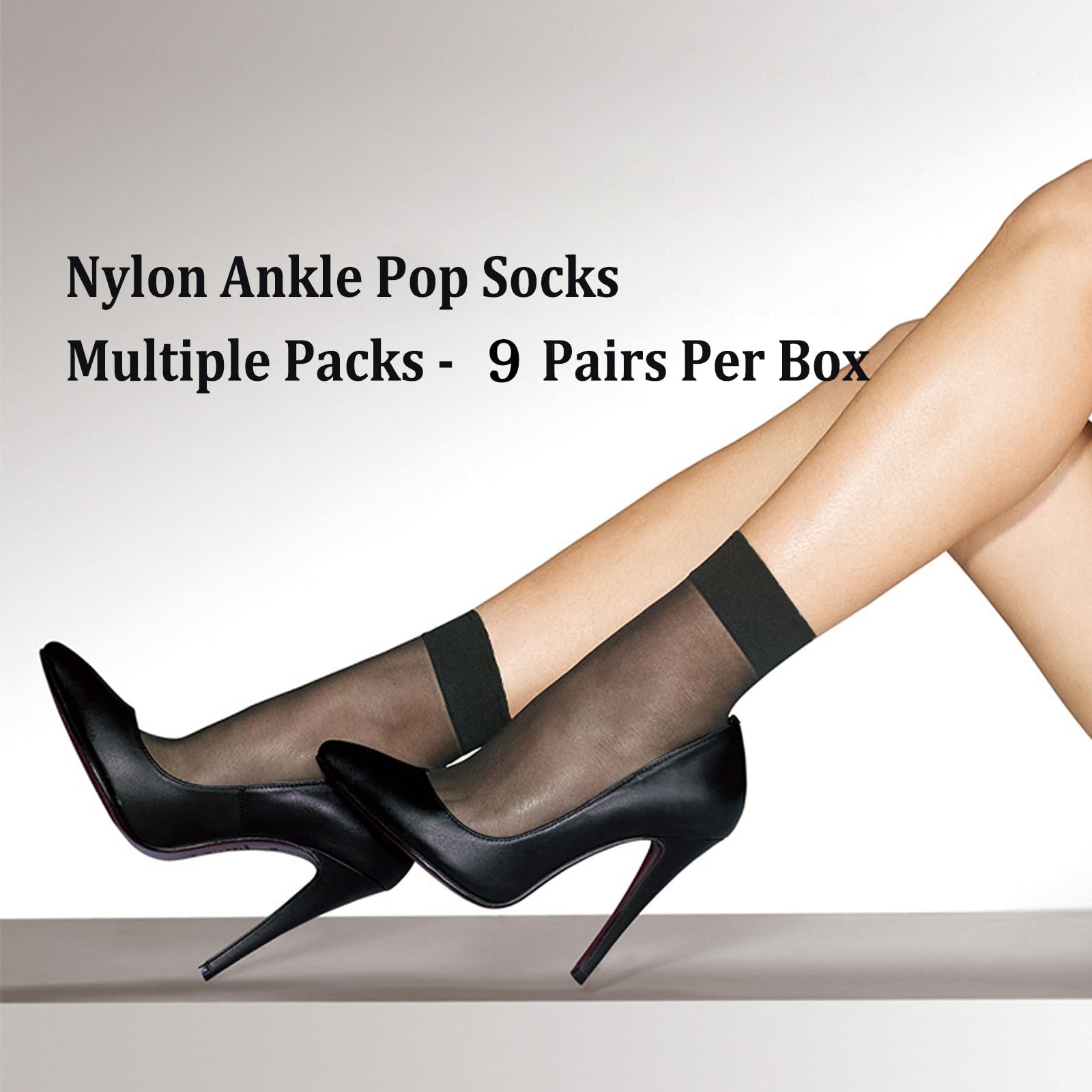 9 Pairs Women's Ankle Sheer Socks - 20 Denier Nylon Stockings in Black & Nude, One Size Fits Most - Perfect for Work, Dress Shoes & Everyday Comfort