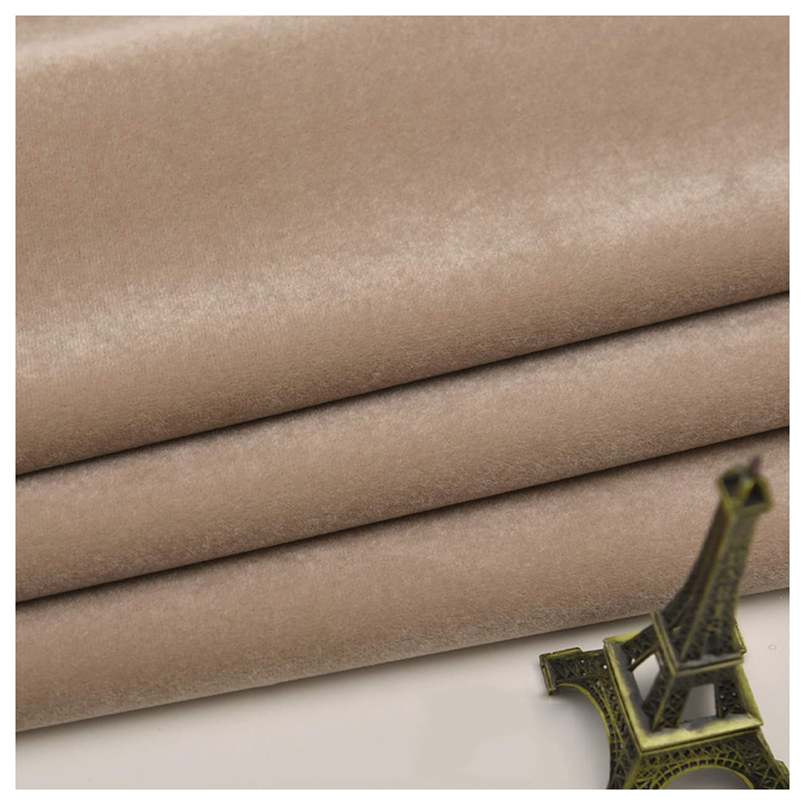 Premium Crushed Velvet Fabric for Curtains & Home Decor - Coffee Gray Persian Velvet (1.5M x 5M, Camel) - Luxurious Soft Textured Drapery Material for Living Room, Bedroom & Window Treatments