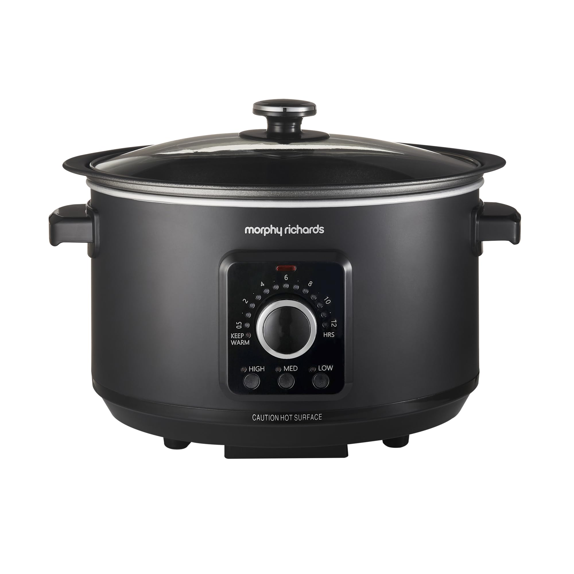 Morphy Richards 3.5L Slow Cooker with Automatic Heat Settings & Keep Warm Function - Hob Proof, Dishwasher Safe Pot, Countdown Timer - Matte Black (460021) - Perfect for Family Dinners, Meal Prep & Party Buffets
