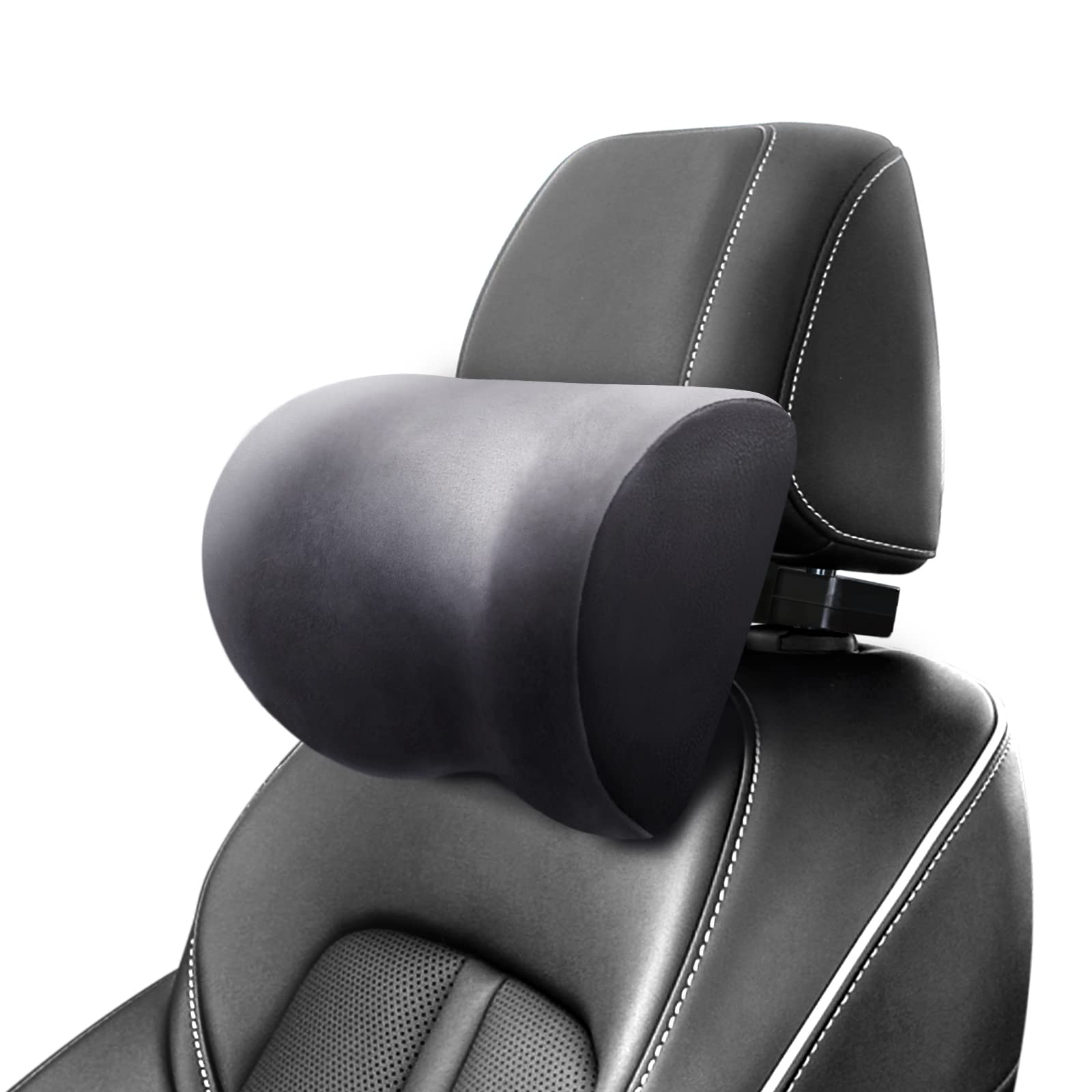 HSWT Adjustable Memory Foam Car Headrest Pillow - Ergonomic Neck Support for Driving & Sleeping, Relieves Neck Pain for Kids & Adults - Perfect for Road Trips, Commuting & Long Distance Travel