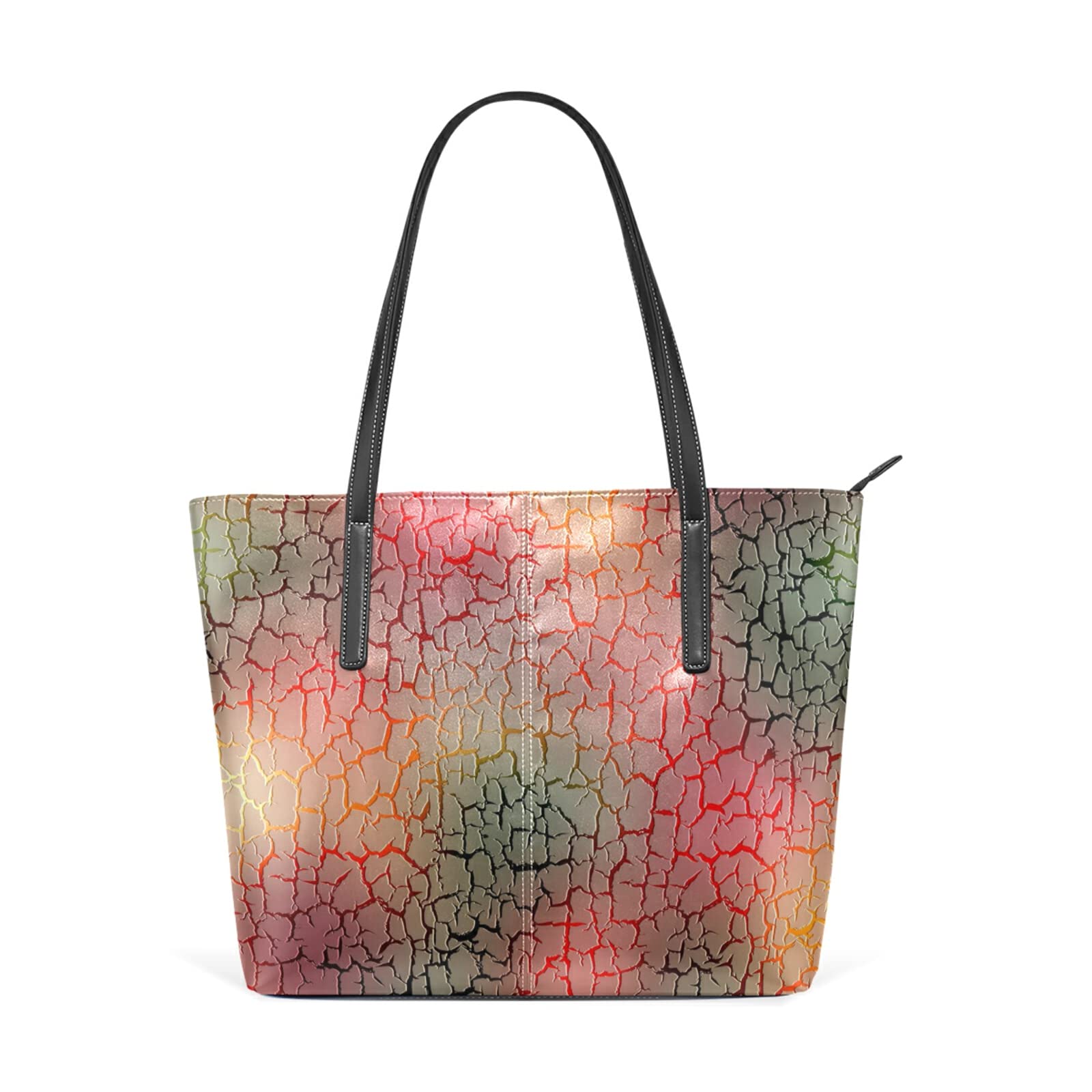 Stylish Leather Tote Bag for Women with Zipper - Abstract Graffiti Fantasy Print Shoulder Handbag with Multiple Pockets - Perfect for Work, Travel, Office & Business (Small Size) | Fashion Accessory for Daily Commute & Professional Meetings
