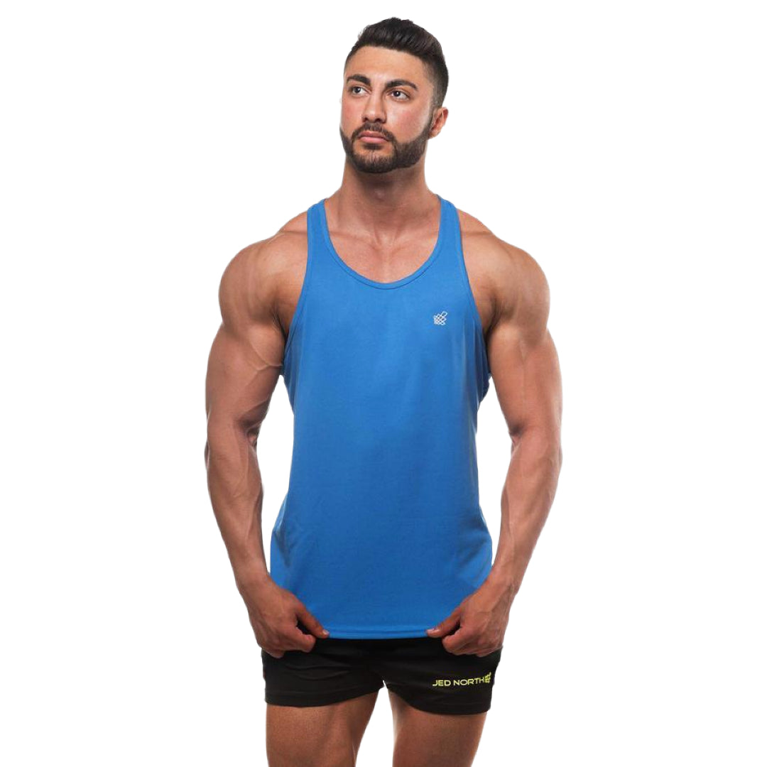Jed North Men's Microfiber Dri-Fit Workout Tank Top - Moisture Wicking Athletic Shirt for Gym, Running & Training - Blue