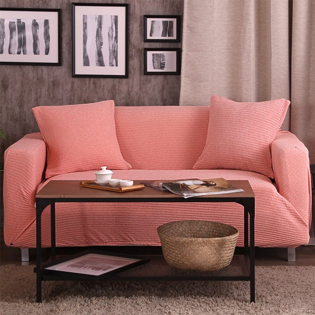 Elastic Slipcovers for Furniture - Pet & Kid Proof Sofa Protector, Non-Slip Couch Cover for All Seasons, U-Shaped Sectional Sofa Throw Pad (55x73 Inch) - Perfect for Family Homes with Pets and Children
