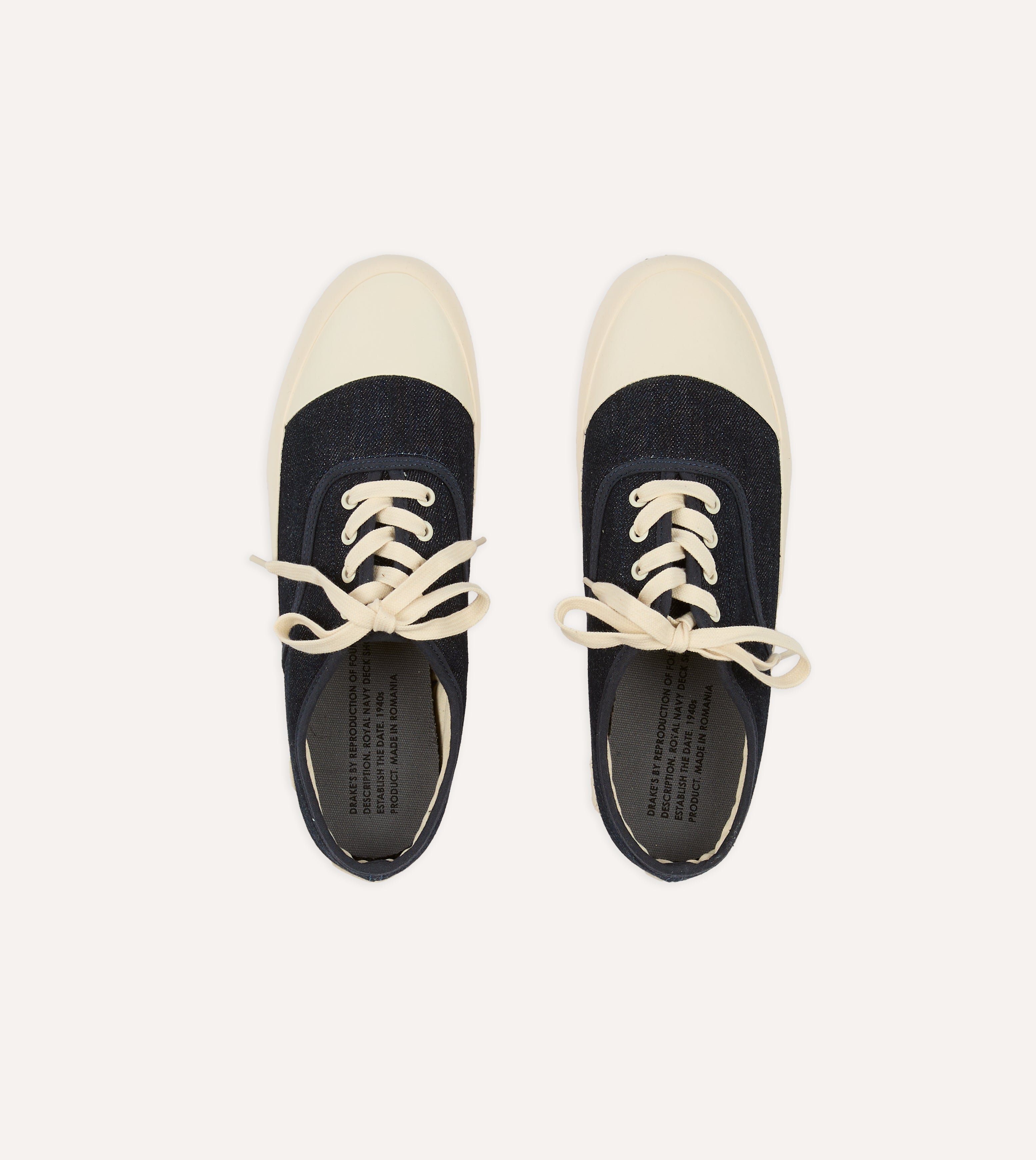 Vintage Denim Military Trainer Shoes by Drake's - Authentic Reproduction of Found Denim - Perfect for Casual Wear, Outdoor Adventures & Street Style Fashion