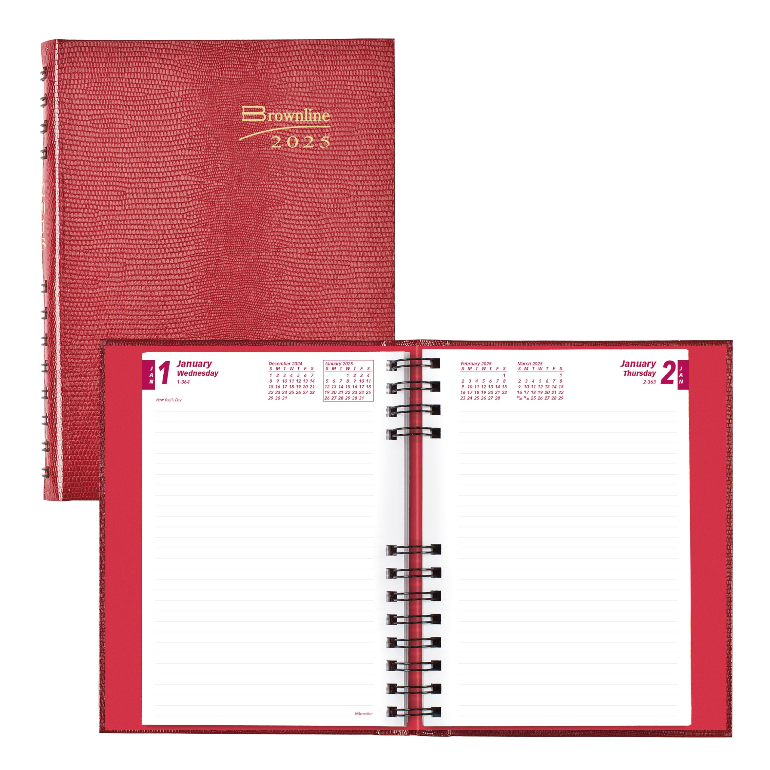 Brownline® 2025 CoilPro™ Daily & Monthly Planner - Undated 12-Month Organizer (January-December) with Twin-Wire Binding, 8.25