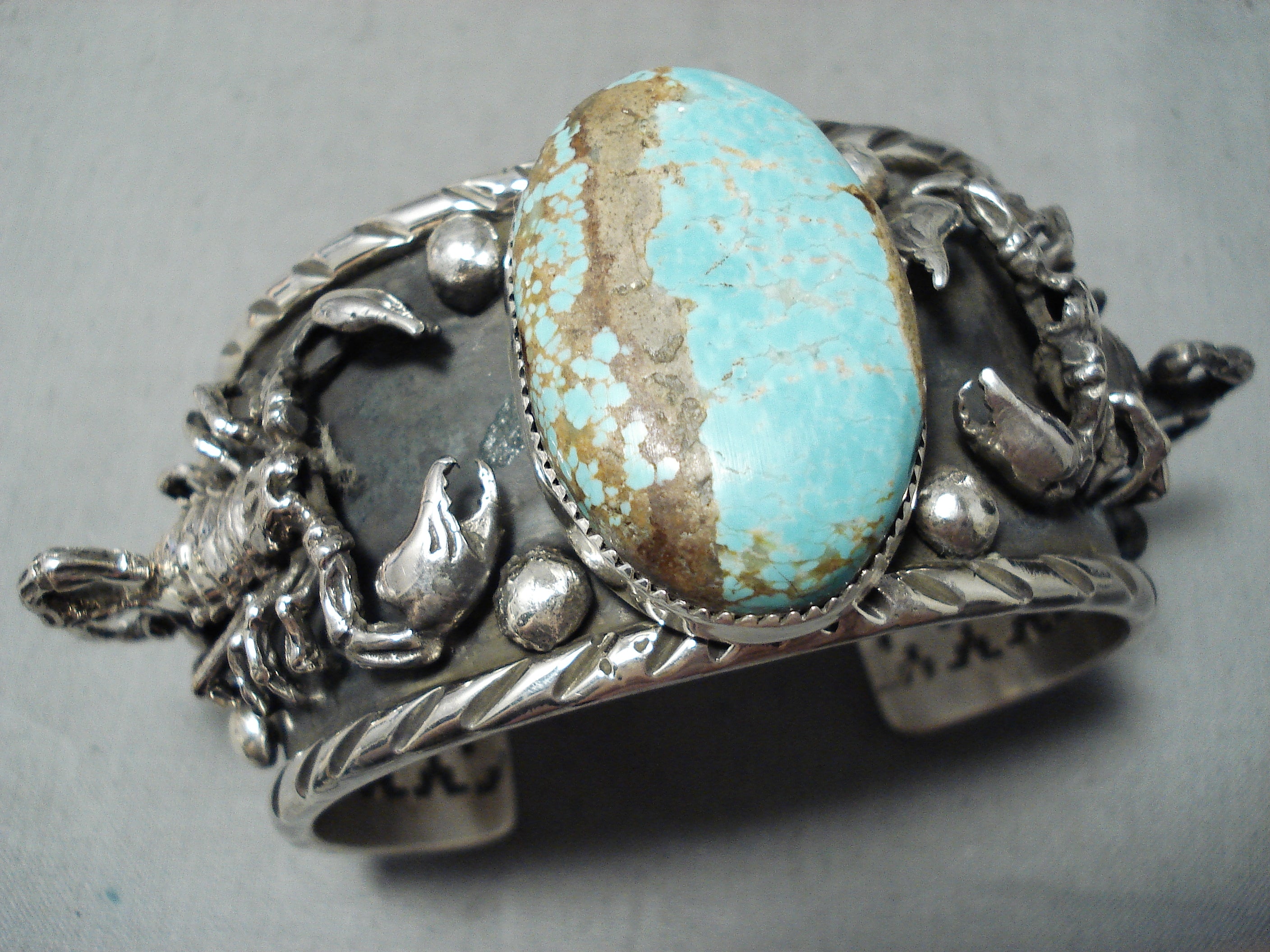 145 Grams San Felipe 8 Turquoise Sterling Silver Scorpion Bracelet - Handmade Southwest Jewelry for Women, Boho Chic Accessories - Perfect for Festivals, Parties and Gift Giving
