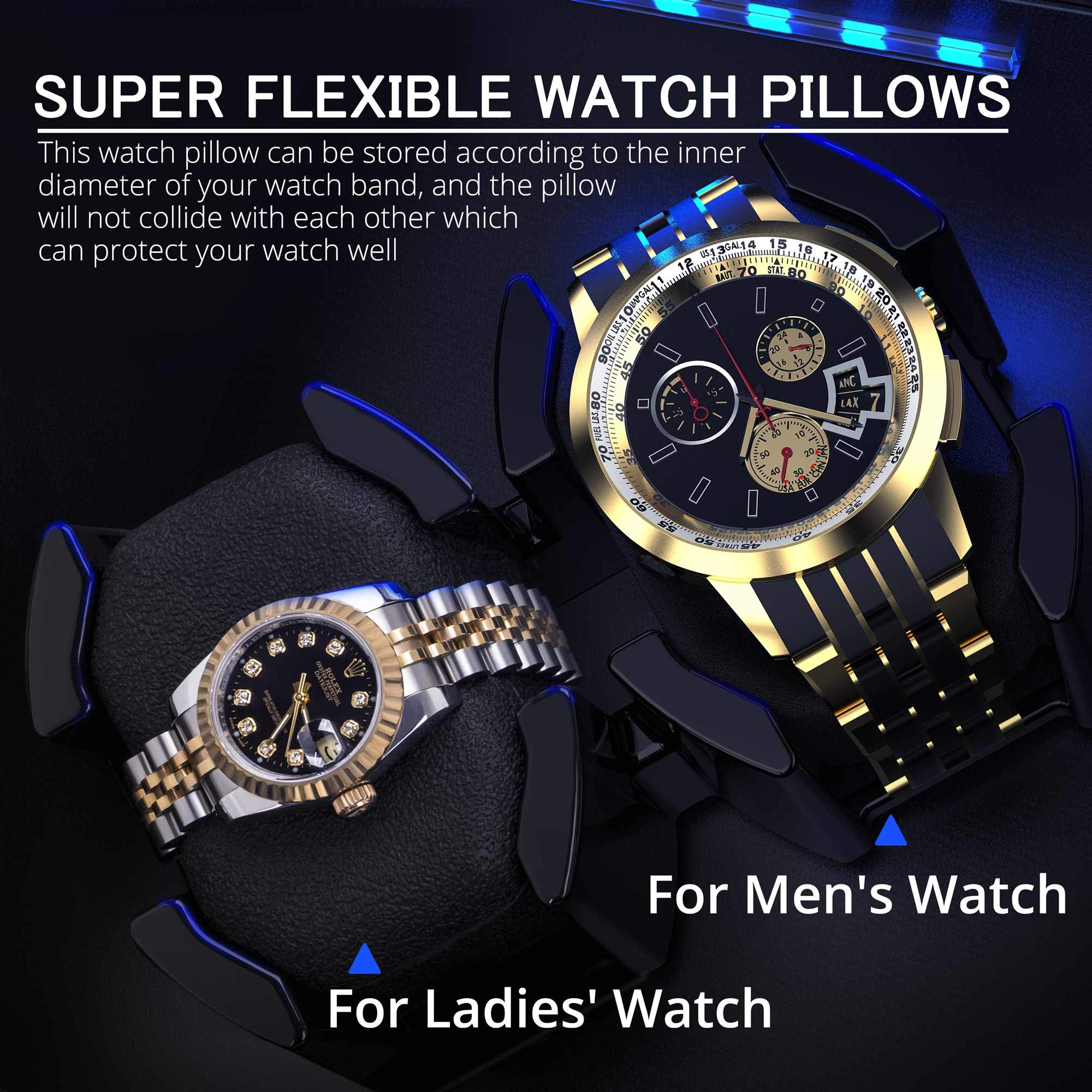Premium 12 Automatic Watch Winder with Carbon Fiber Shell - Adjustable Watch Pillows, LED Lighting & 6 Extra Storage Slots | Perfect for Watch Collectors, Display Cases & Luxury Home Decor