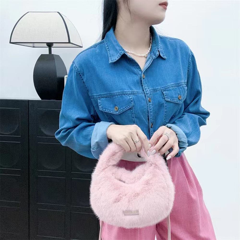 AG Collective Soft & Fashionable Fluffy Shoulder Bag for Women - Stylish Everyday Purse for Work, Shopping & Date Nights
