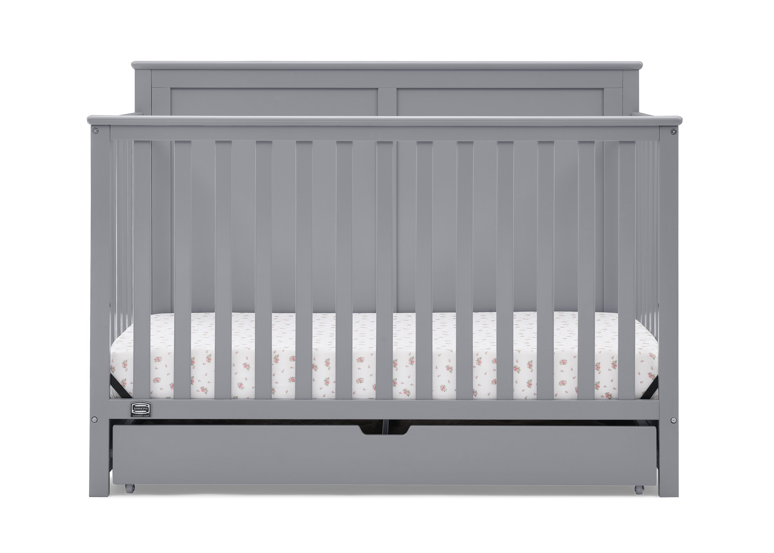 Logan 6-in-1 Convertible Baby Crib with Underdrawer Storage - White Nursery Furniture for Newborn to Toddler Bed | Perfect for Small Spaces & Modern Nurseries