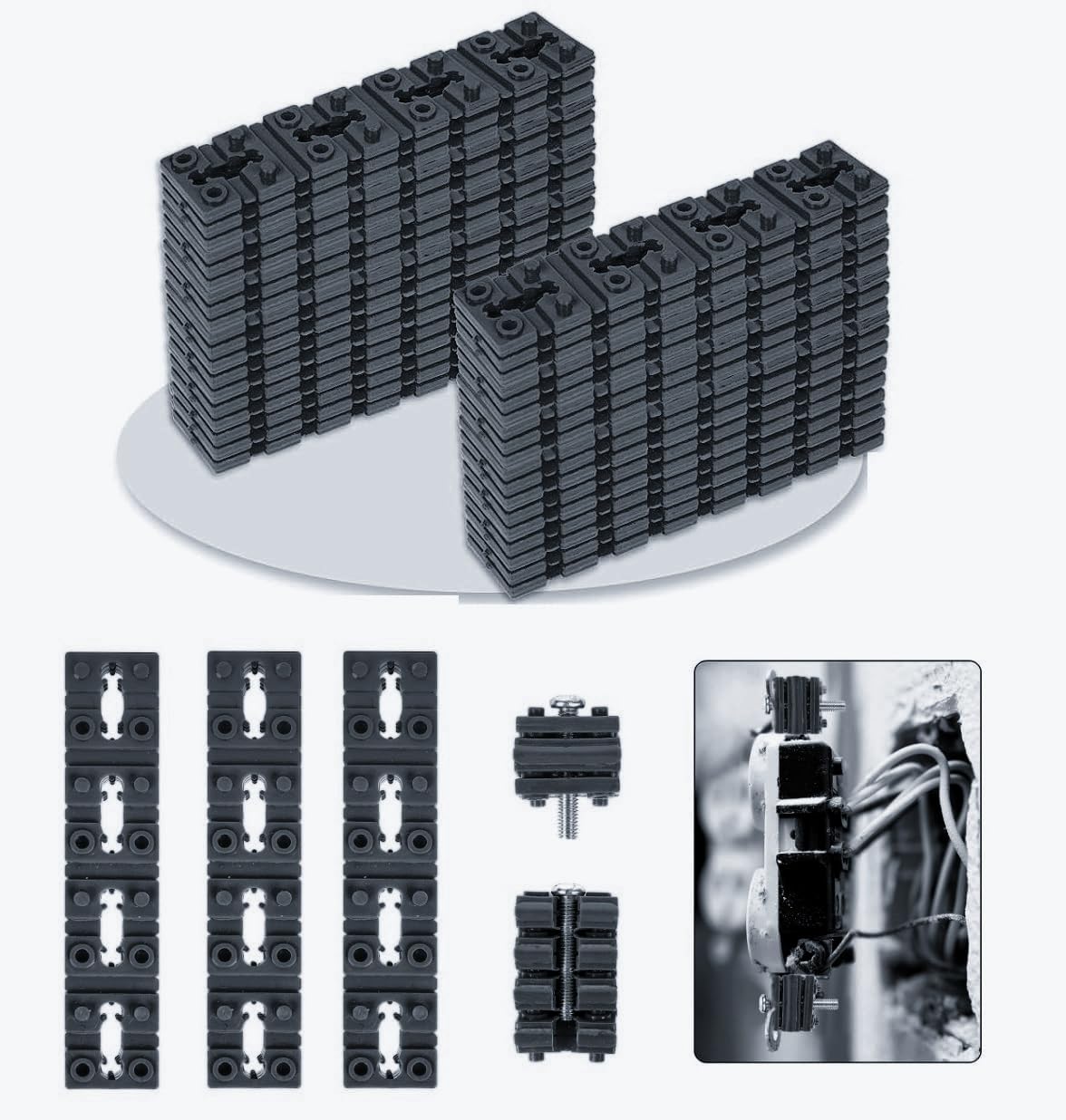 100pcs Black Electrical Outlet Spacers - Switch & Receptacle Spacer Shims for Loose Electrical Box, Socket Extender | Perfect for Home Renovation, Electrician Tools & DIY Electrical Projects