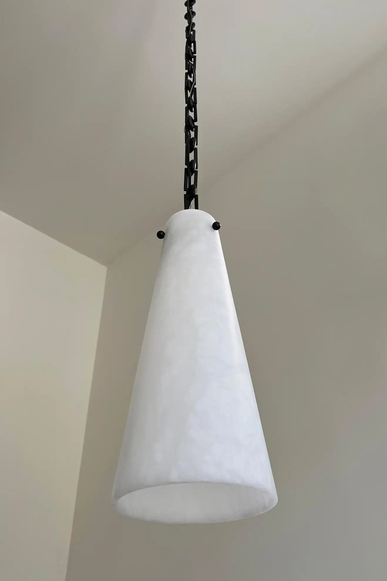 Vintage Alabaster Pendant Light - 3-Light Cluster Chandelier for Dining Room, Kitchen Island & Bedroom | Contemporary Charlie Style in White Alabaster Finish