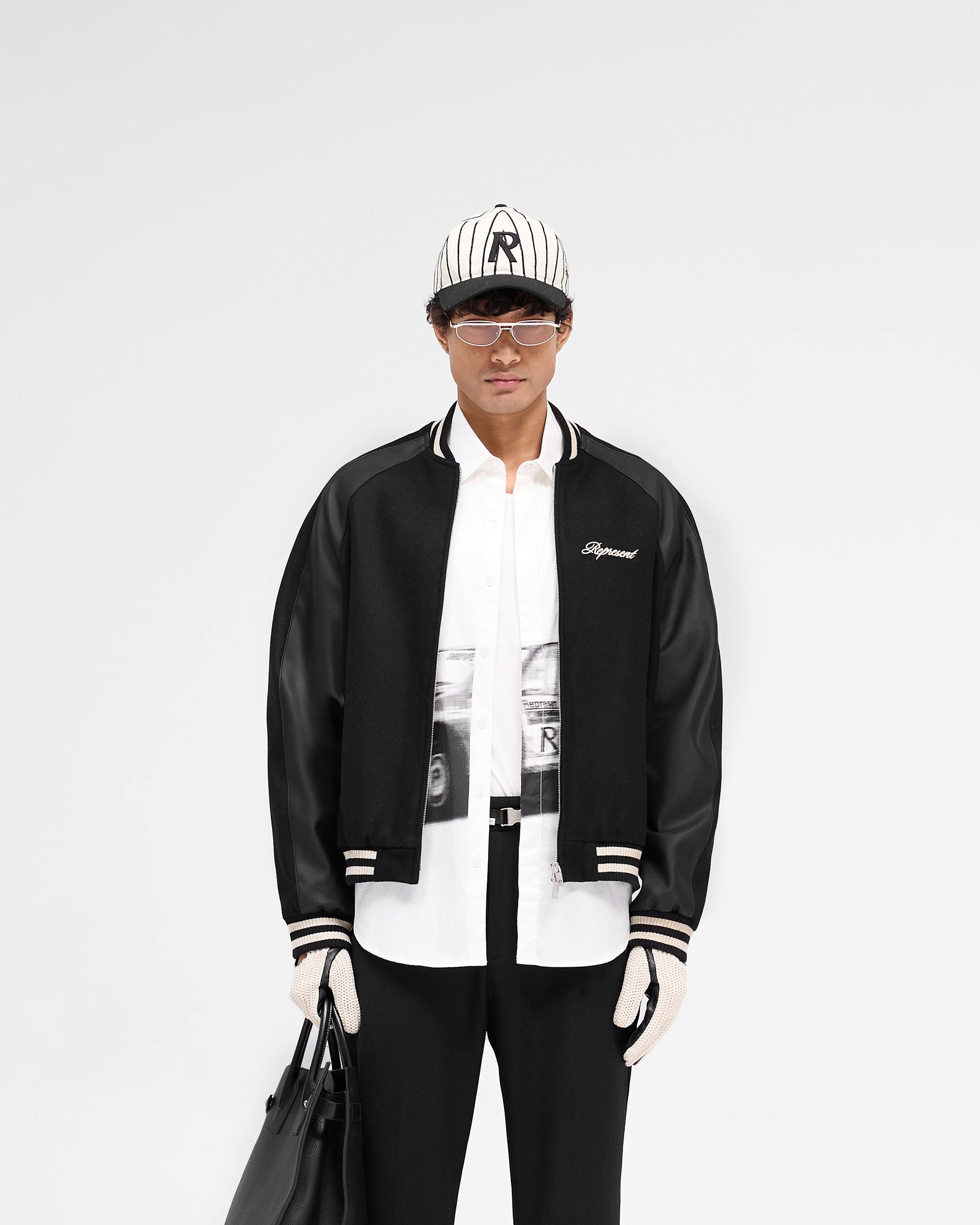 Men's Black Raglan Varsity Jacket - Baseball Style Sleeve Design - Casual Outerwear for Sports, School & Street Fashion