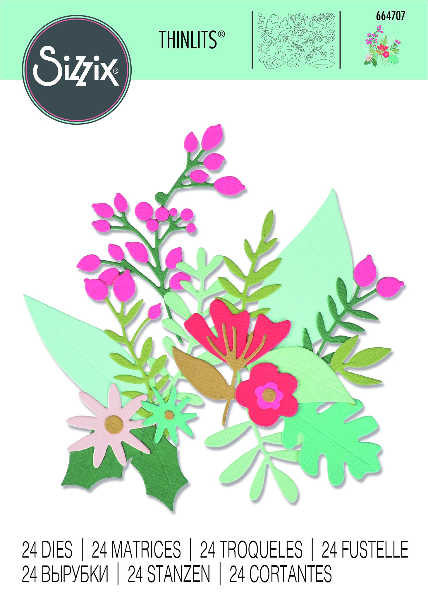 24PK Floral Abundance Thinlits Die Set for Card Making, Scrapbooking & DIY Crafts - Perfect for Wedding Invitations, Greeting Cards & Home Decor