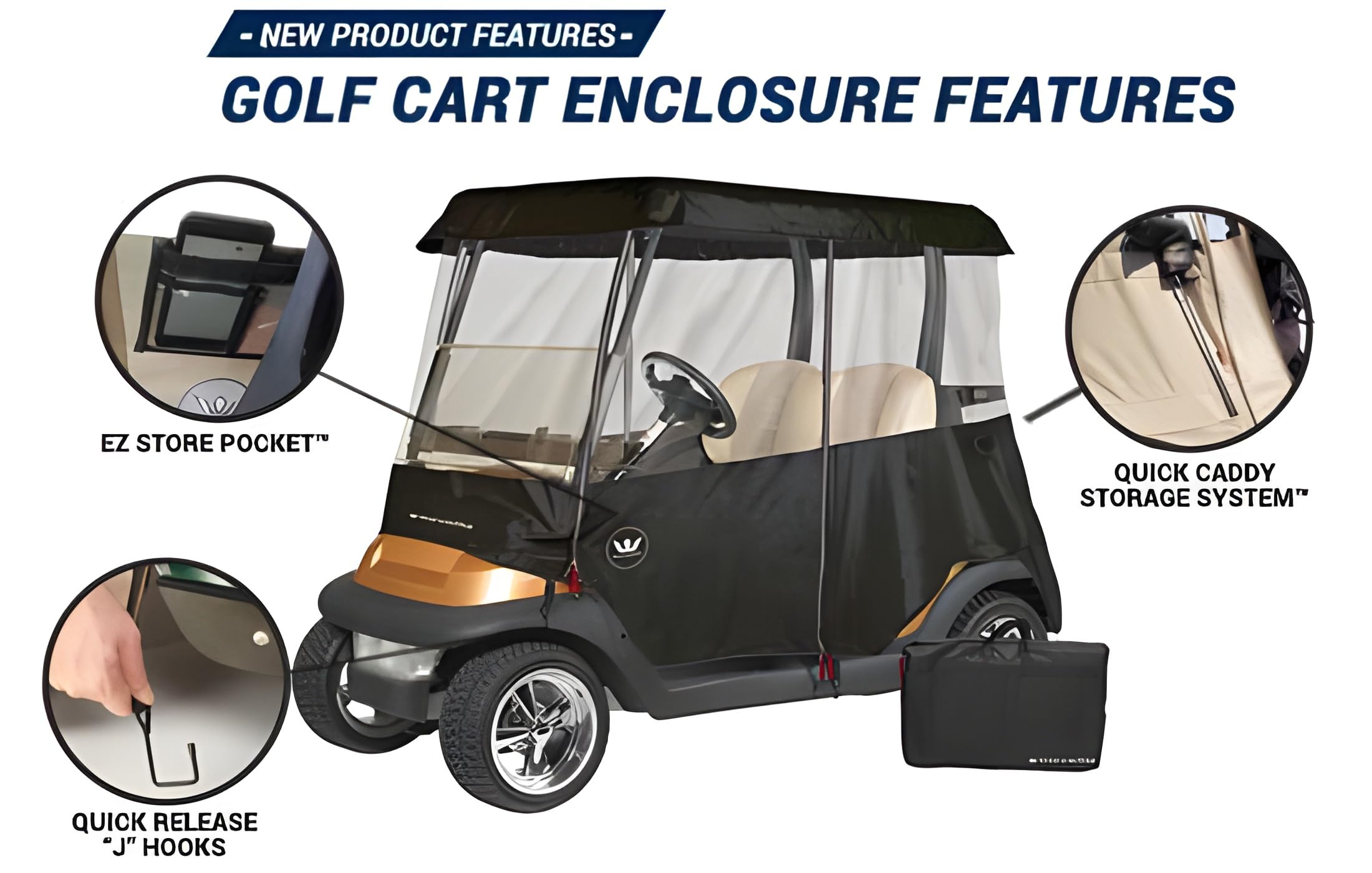 Eevelle USA Waterproof Golf Cart Enclosure Cover for 2-4 Passengers | All-Weather Protection for Golf Carts | Perfect for Rain, Snow & Outdoor Storage
