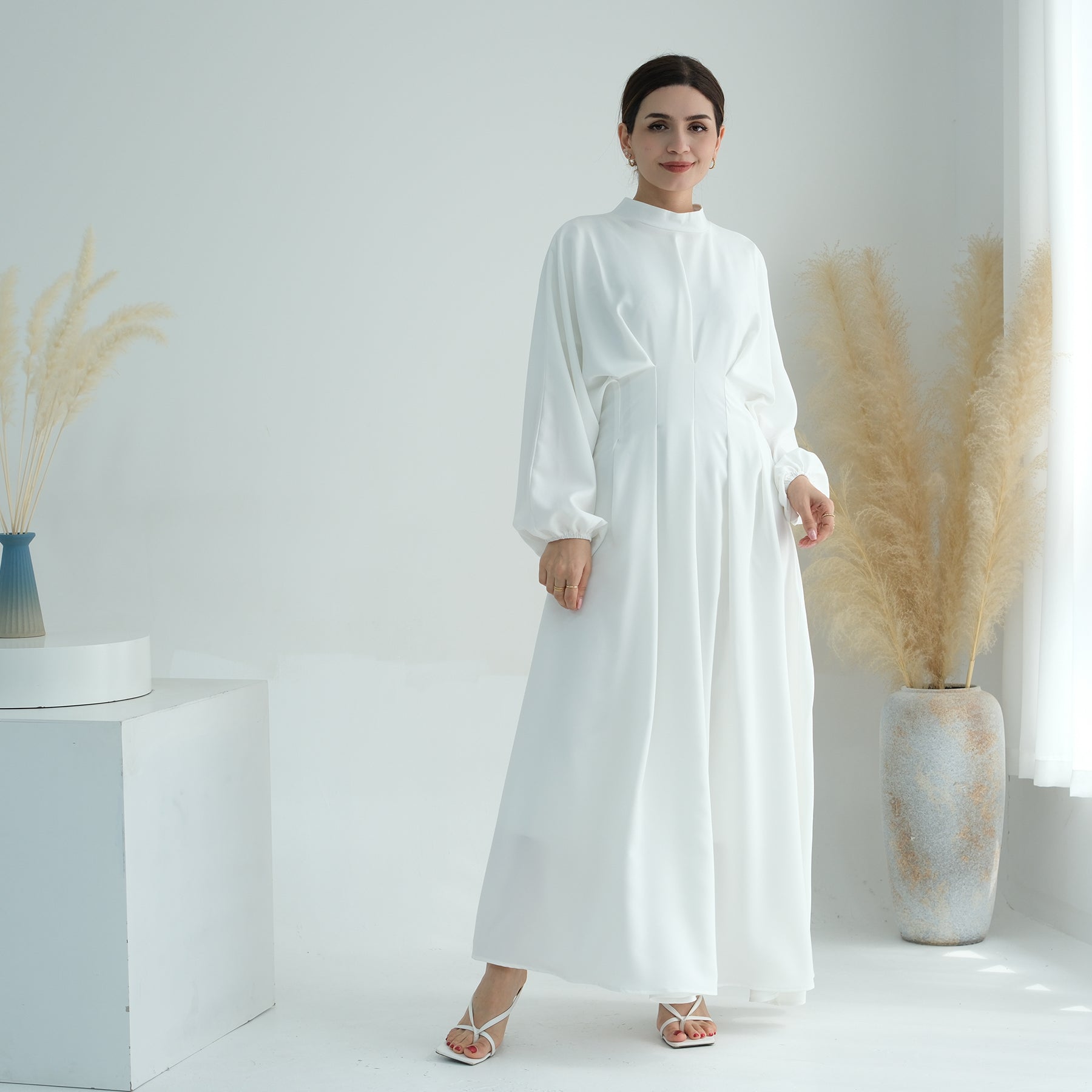 Madison Long Sleeve Maxi Dress for Women - Elegant White Flowy Evening Gown - Perfect for Weddings, Parties & Special Occasions