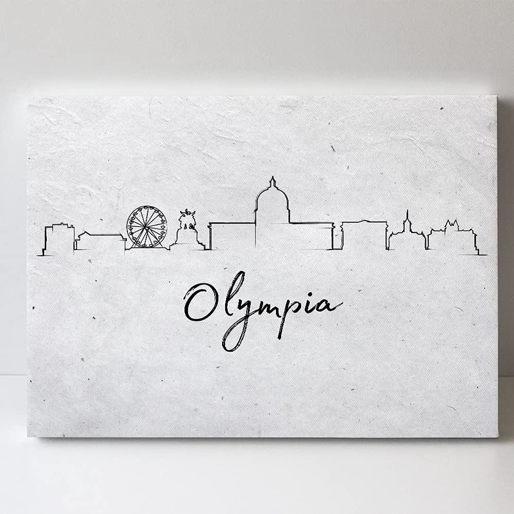 TJ Originals - Olympia Washington City Skyline Wall Art Canvas Print - Black & White Modern Home Decor - Living Room & Bedroom Wall Art - Perfect for Office, Dorm, or Apartment Decorating