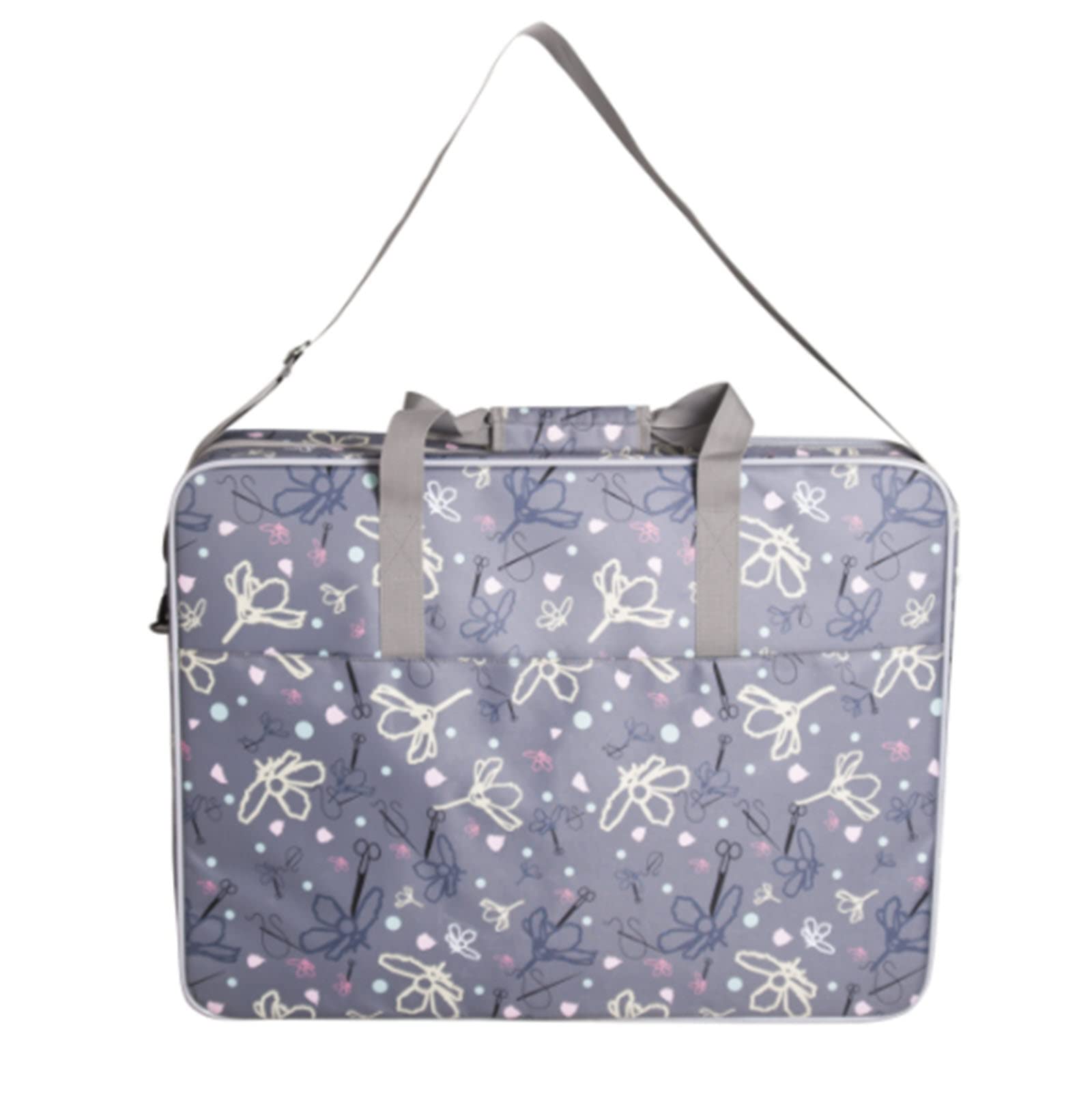 Tutto X-Large Emb Project Bag for Sewing & Craft Storage - Daisies Design in Black & Silver | Perfect for Quilting, Knitting & DIY Organization